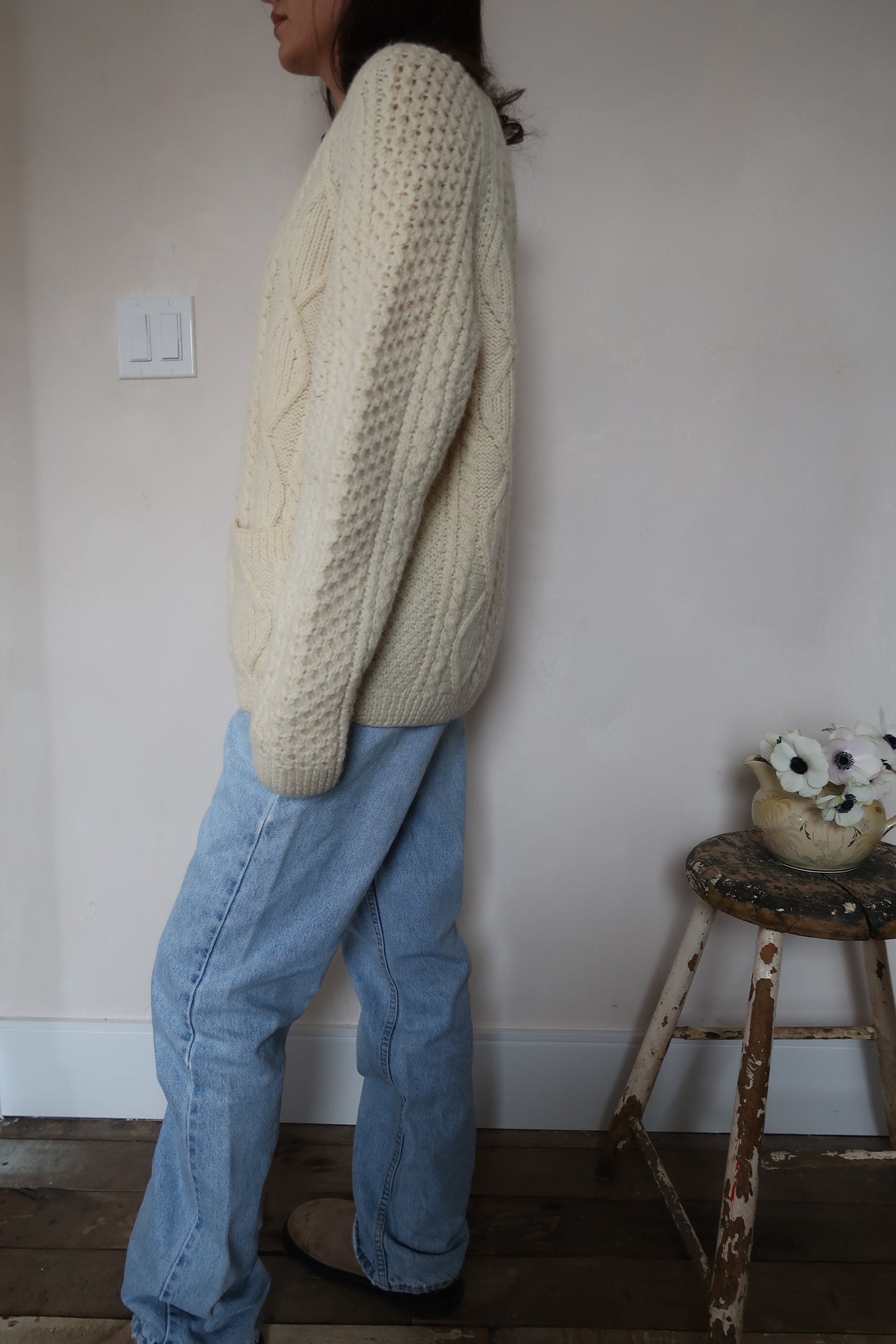 Cream Irish Wool Cardigan