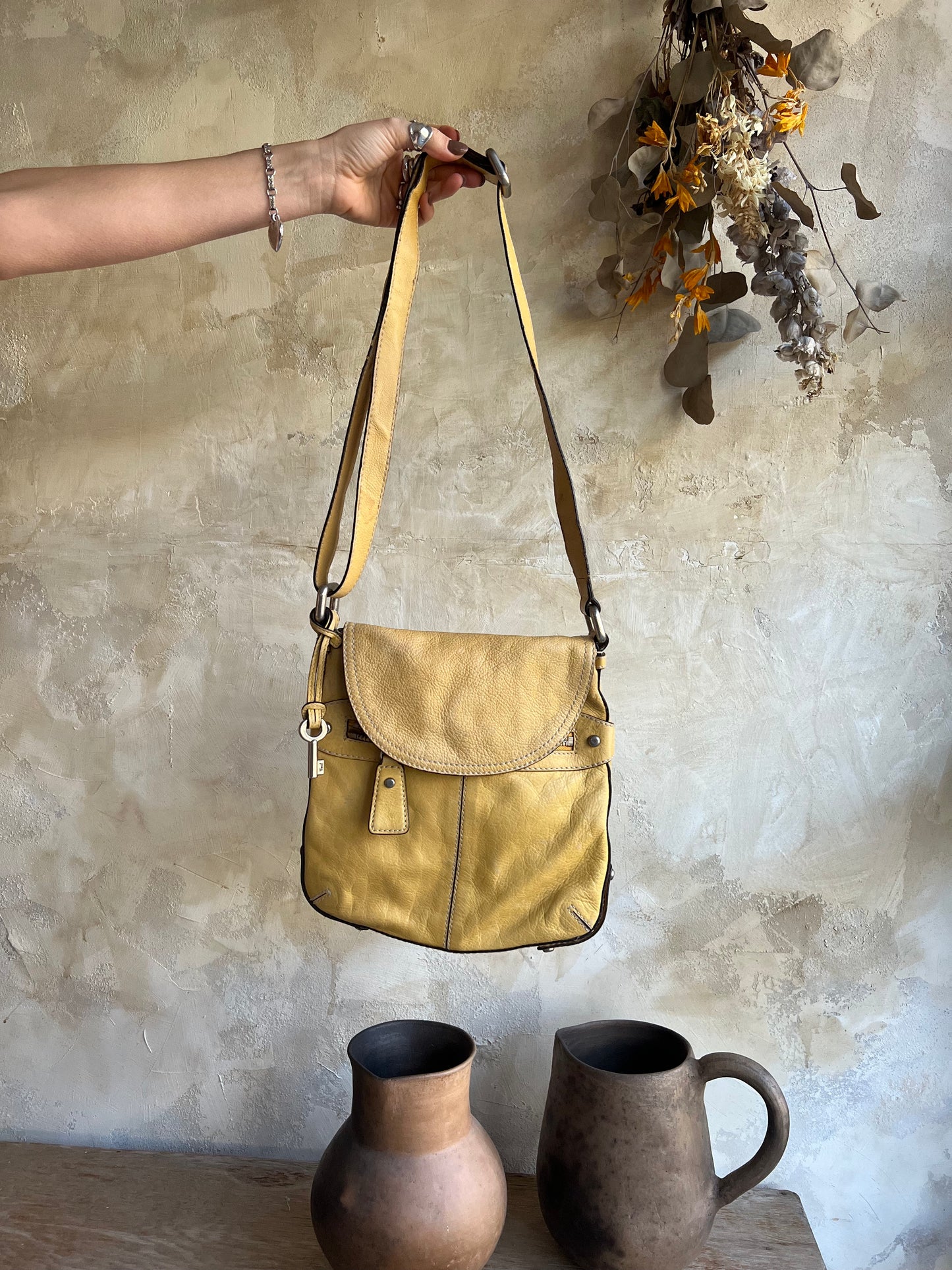 Pale Yellow Leather Bag