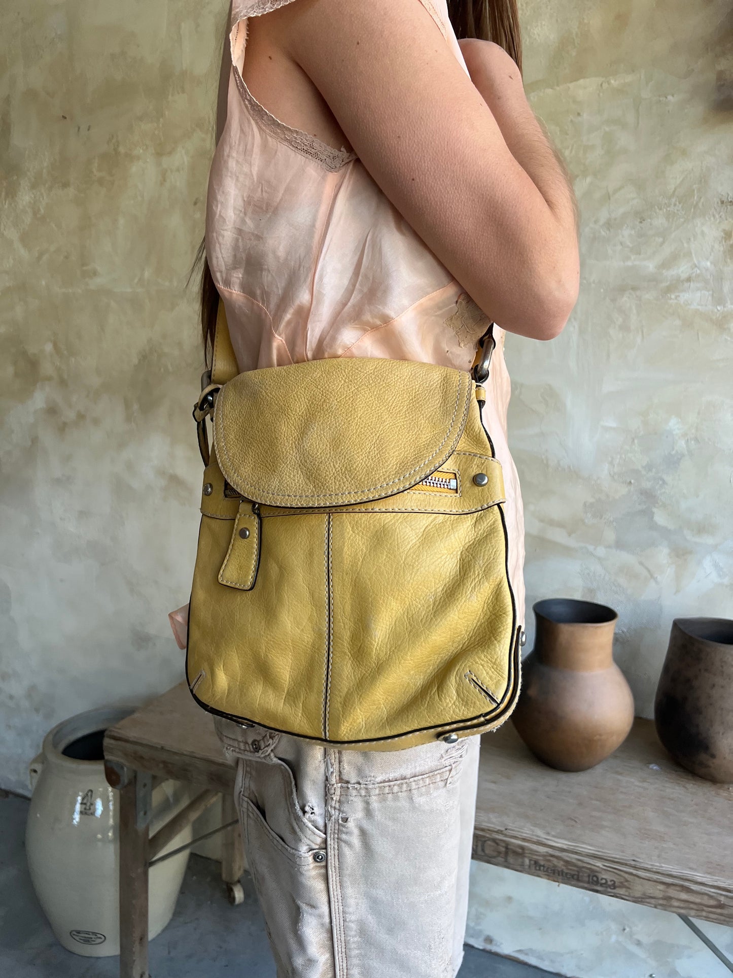 Pale Yellow Leather Bag