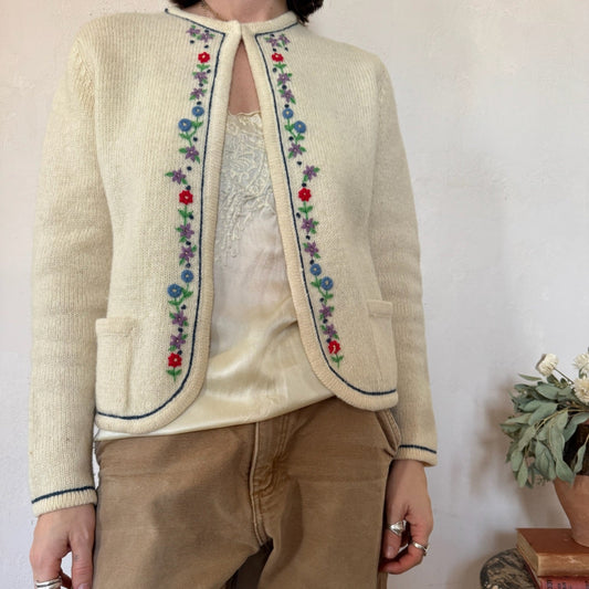 Hand Embroidered Floral Cardigan