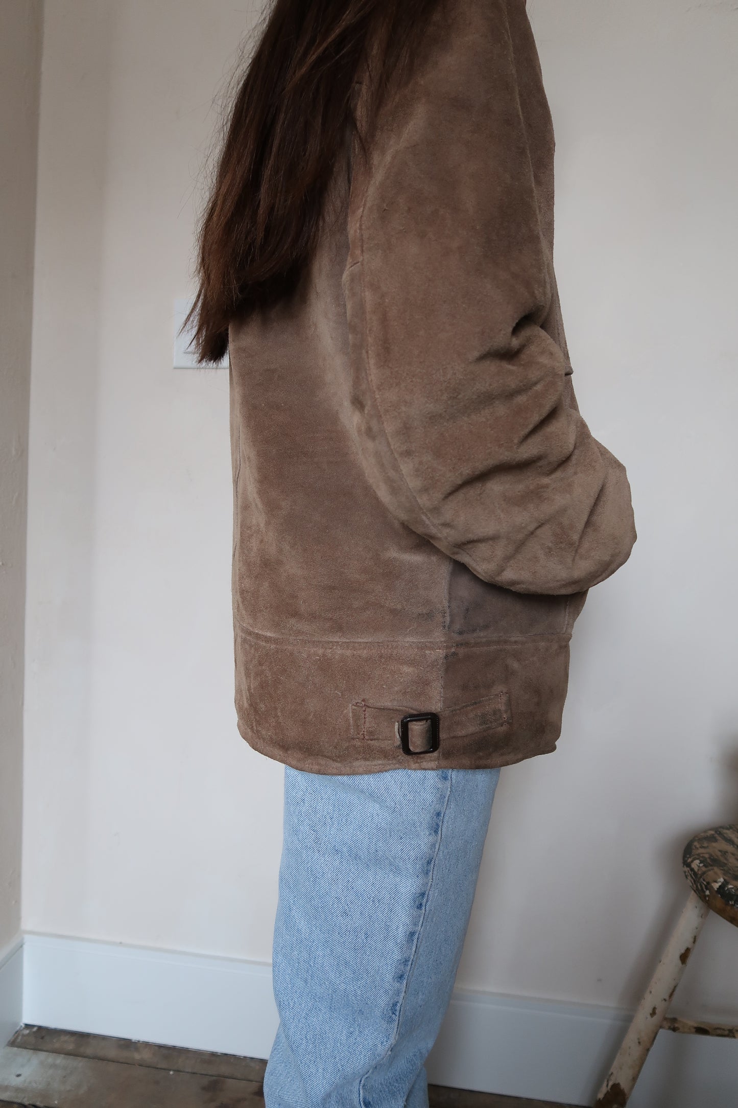 Fawn Suede Bomber Jacket