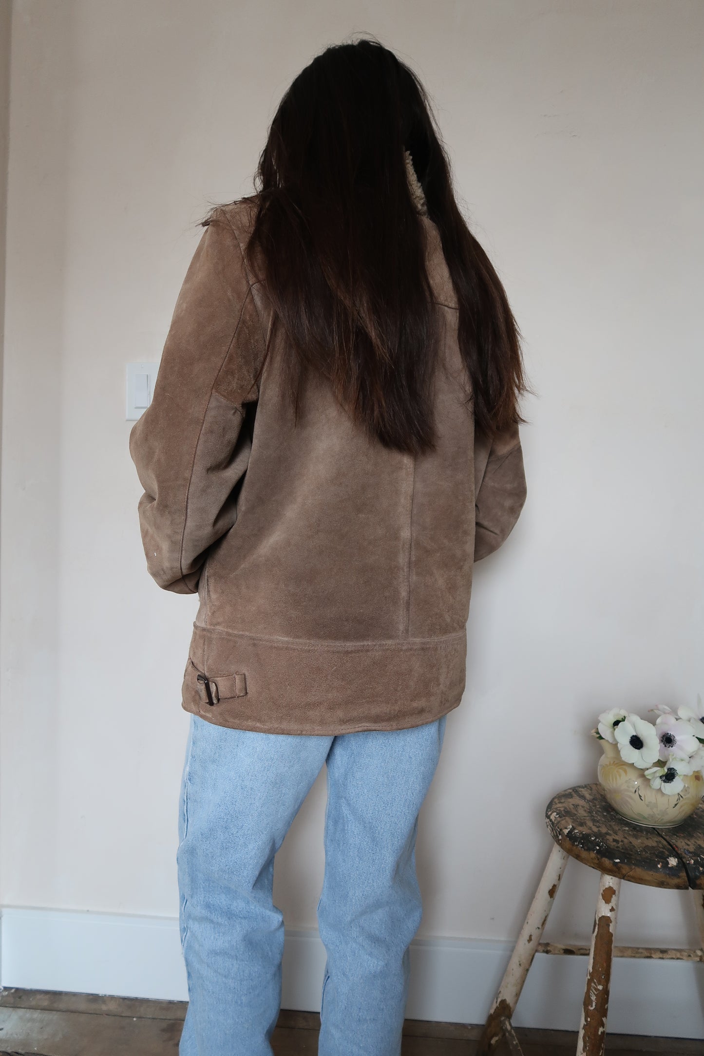 Fawn Suede Bomber Jacket