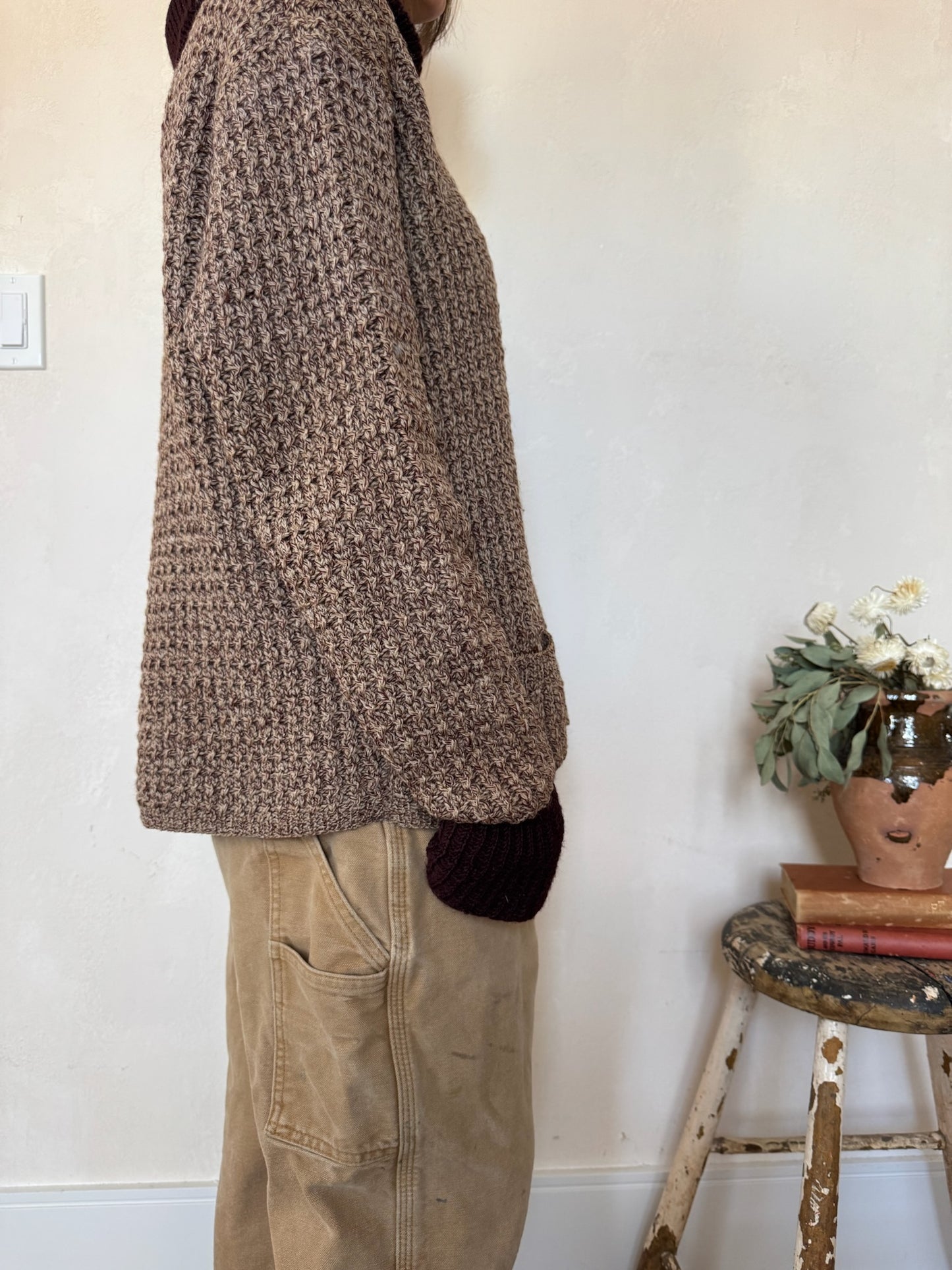 Two toned brown knit pullover