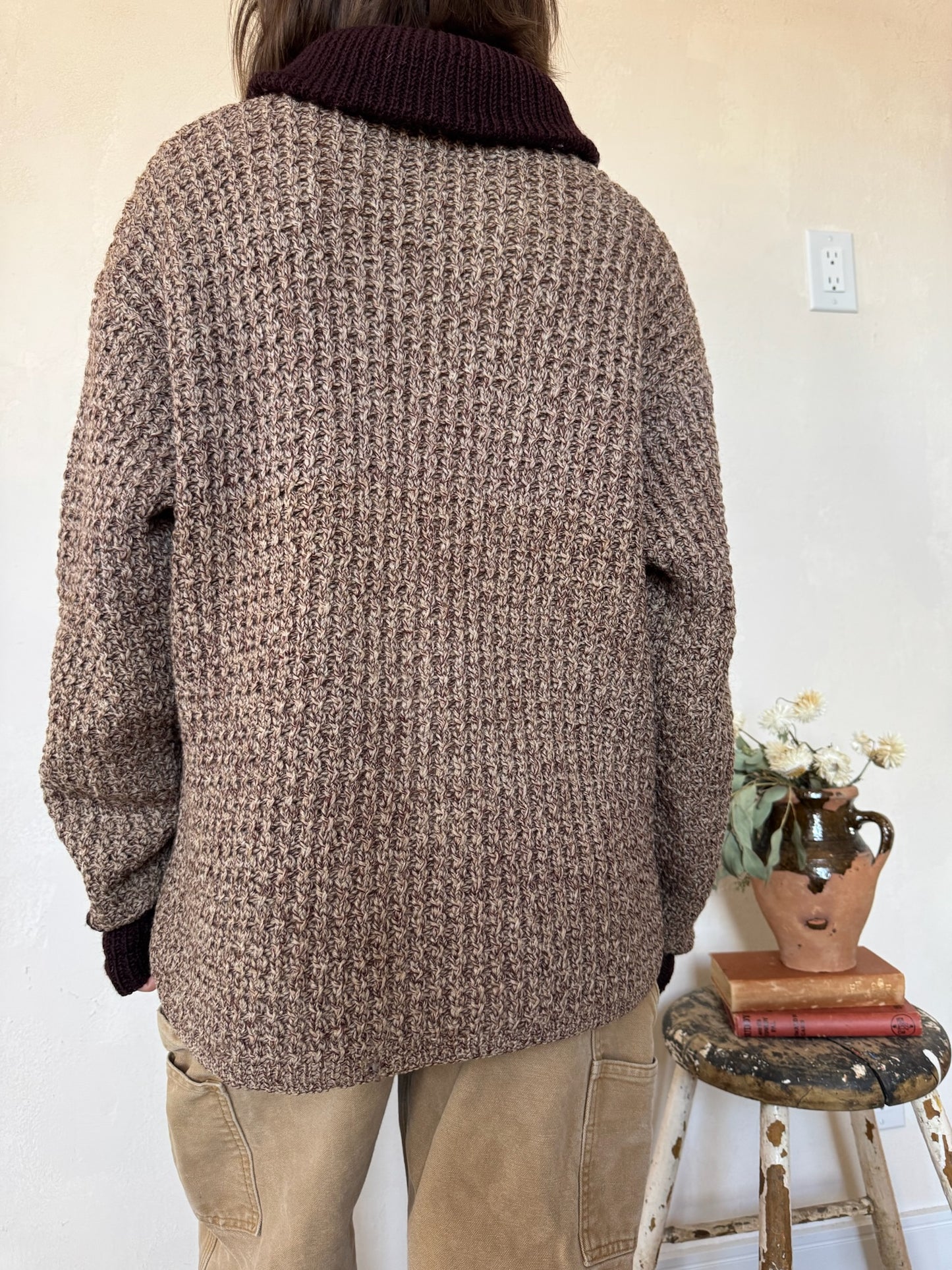 Two toned brown knit pullover