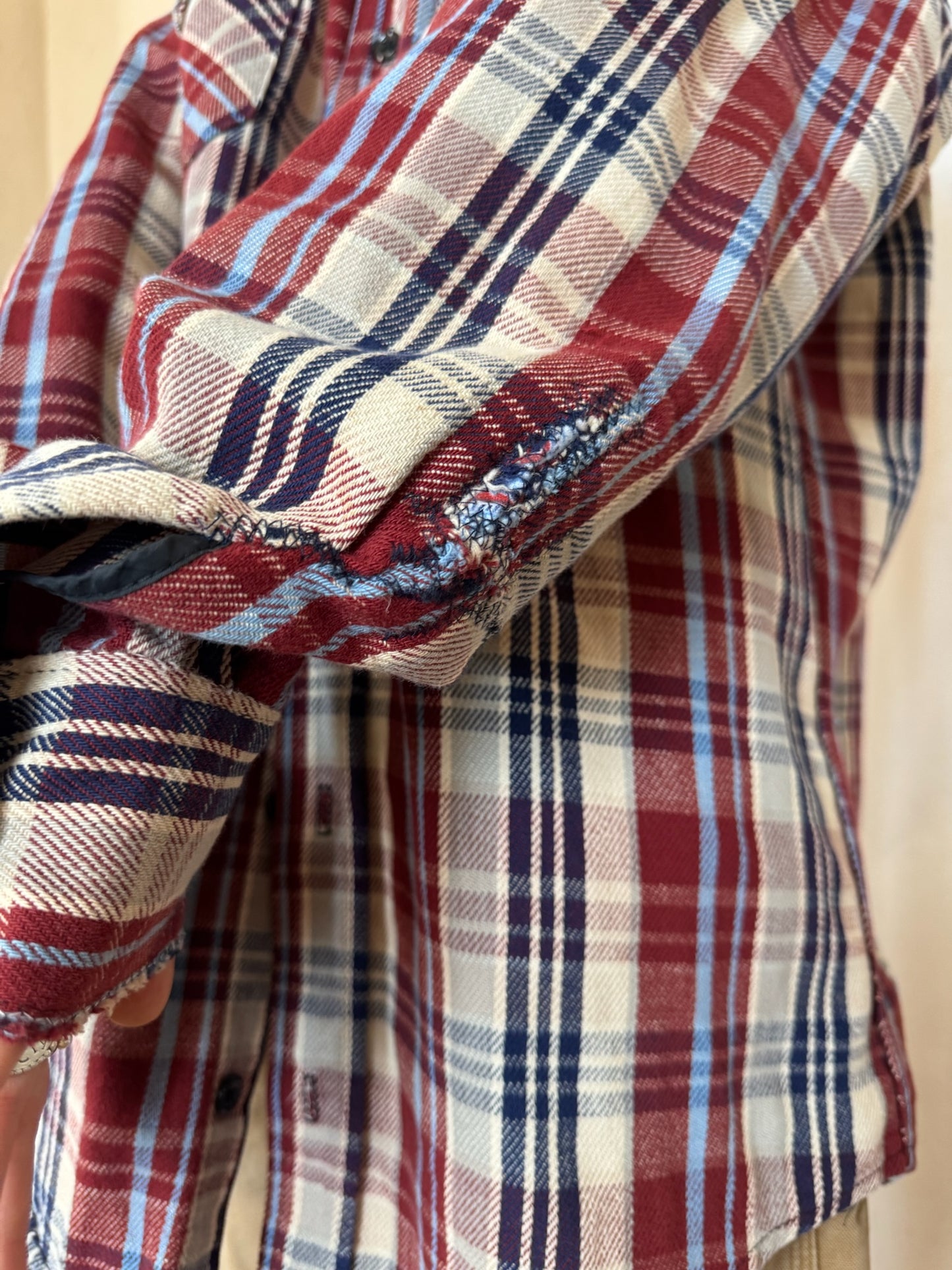 Burgundy Navy + Cream Plaid Shirt