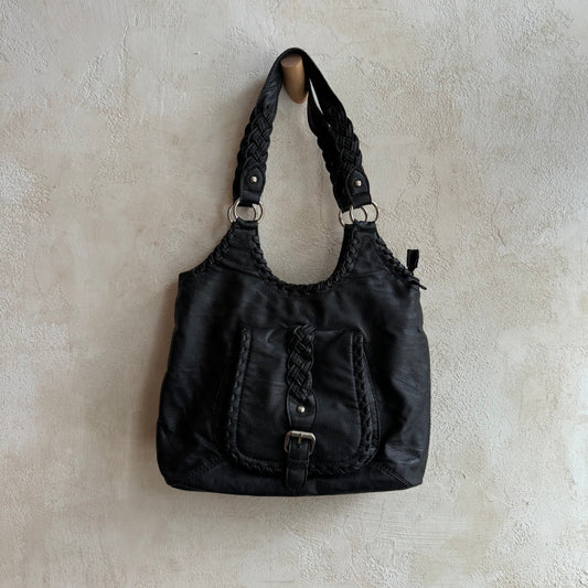 Braided Black Shoulder Bag