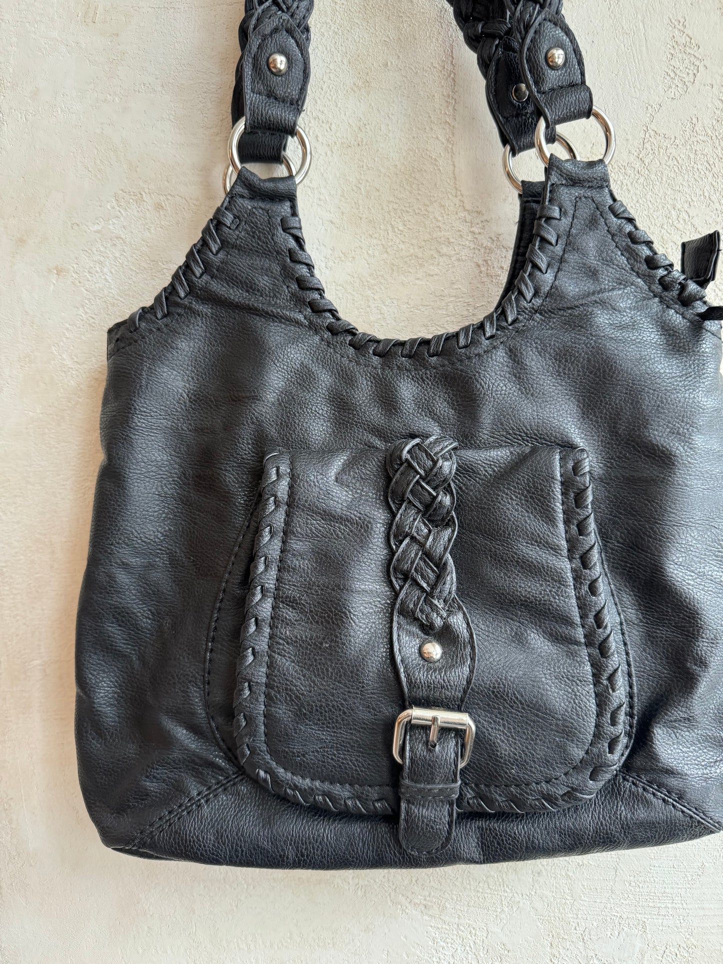 Braided Black Shoulder Bag