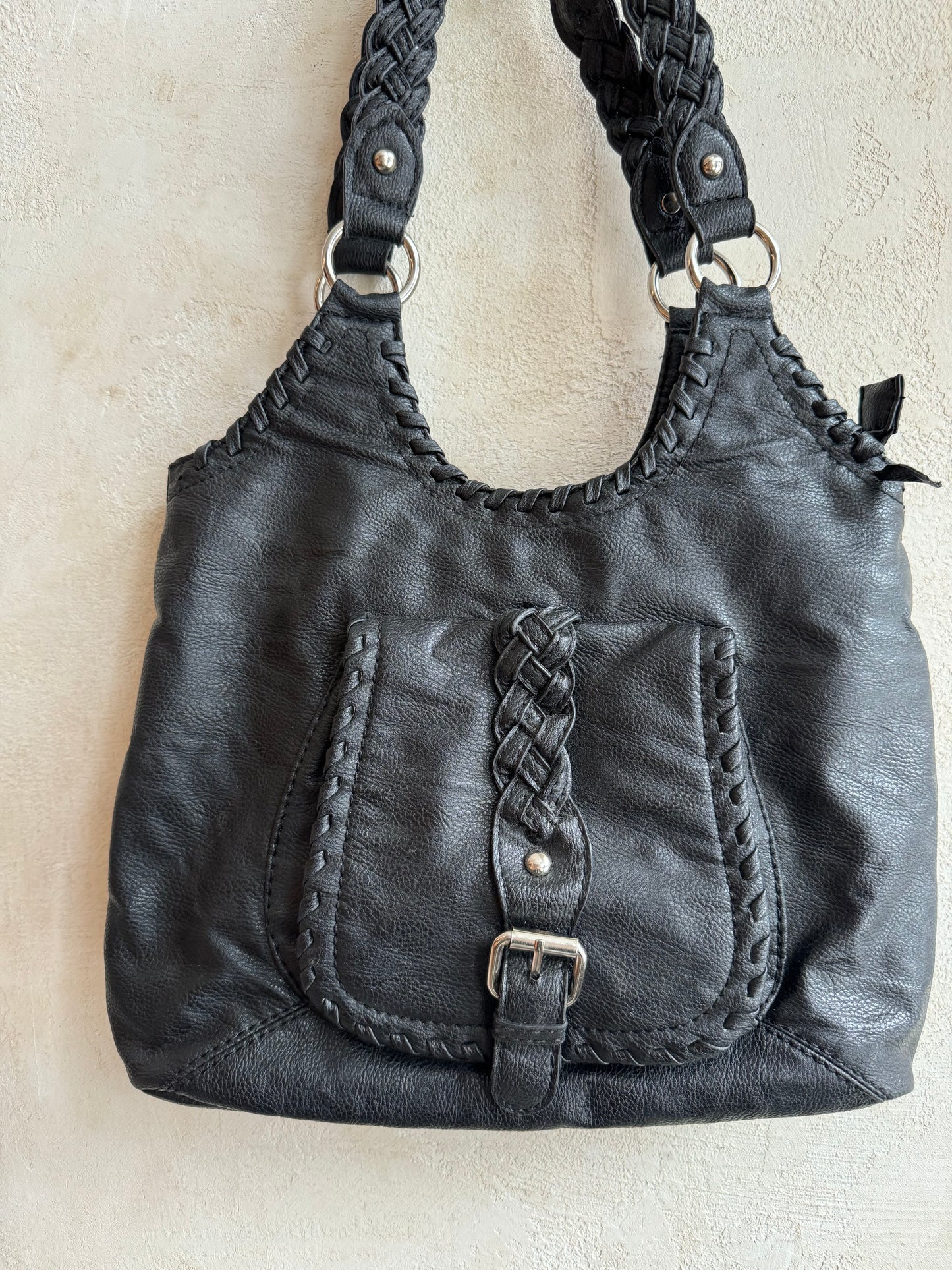 Braided Black Shoulder Bag