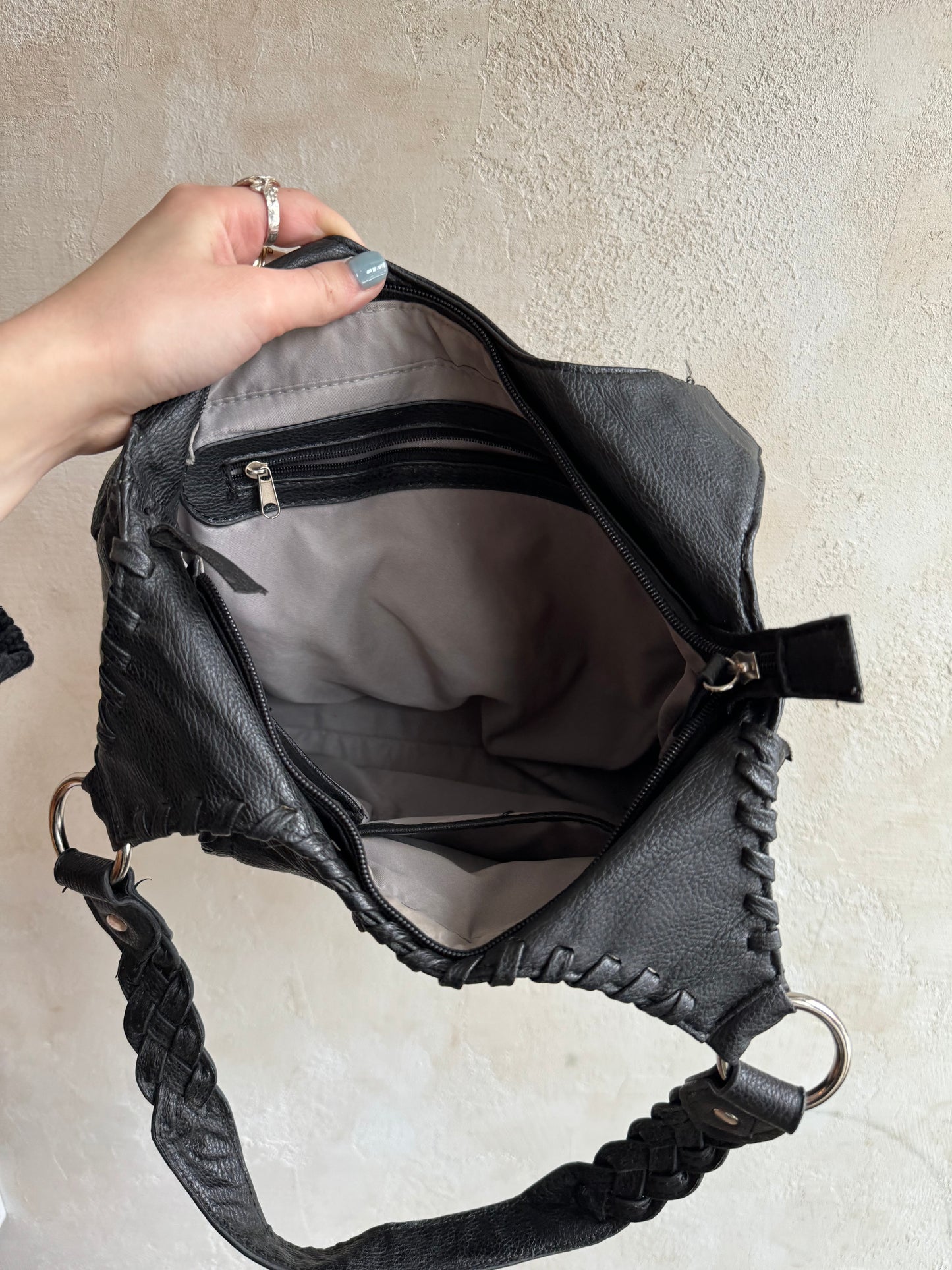 Braided Black Shoulder Bag