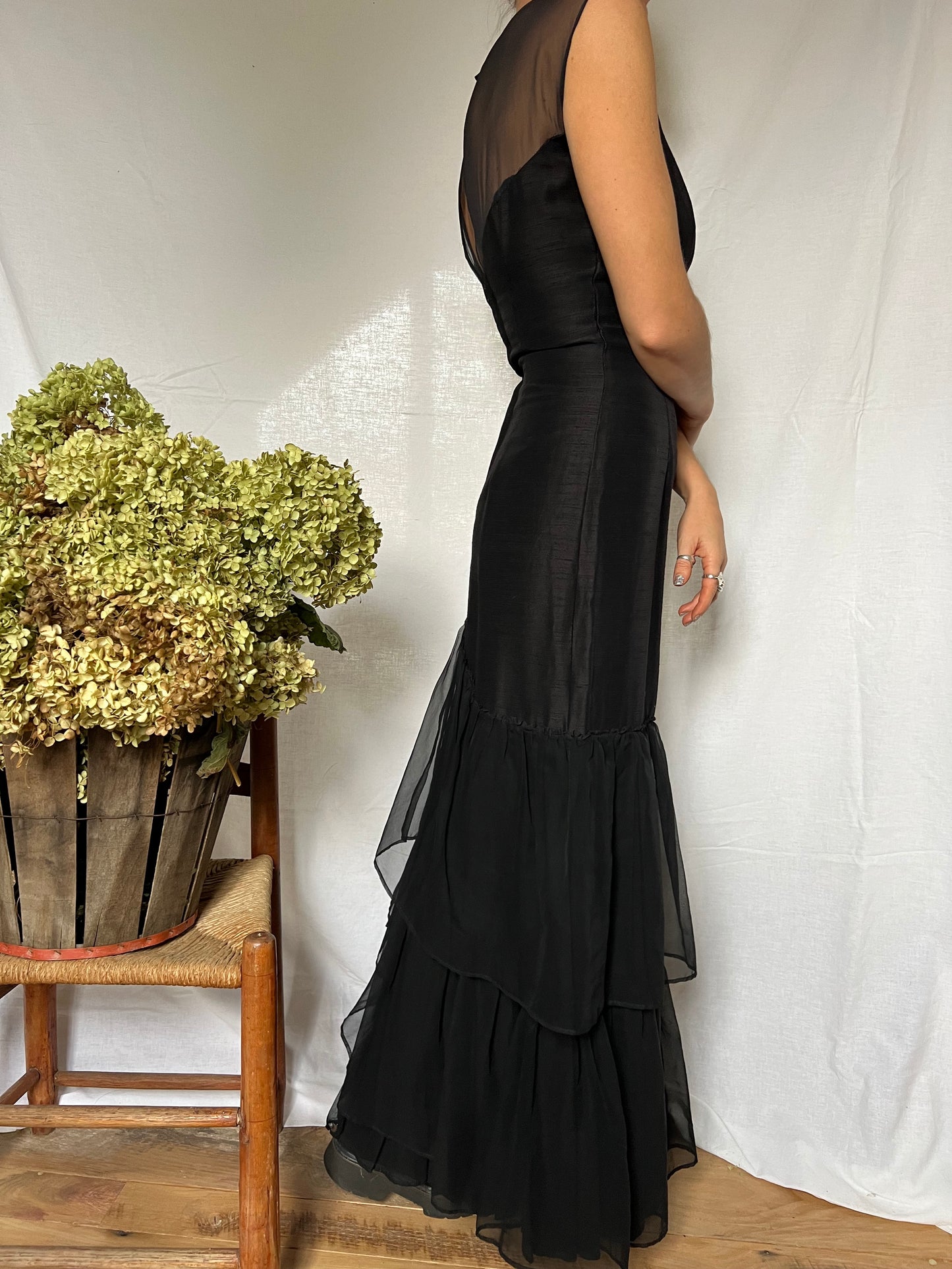 Long Black Ruffle Dress