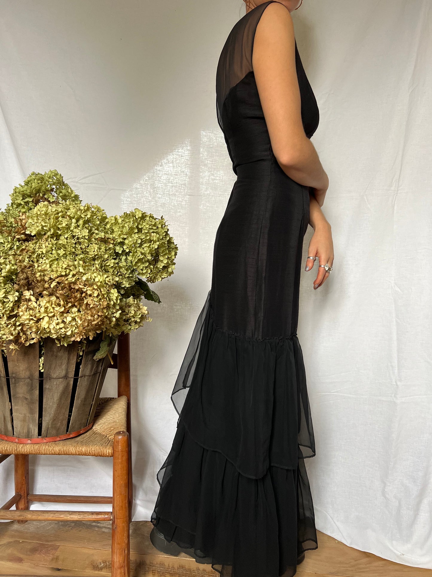 Long Black Ruffle Dress