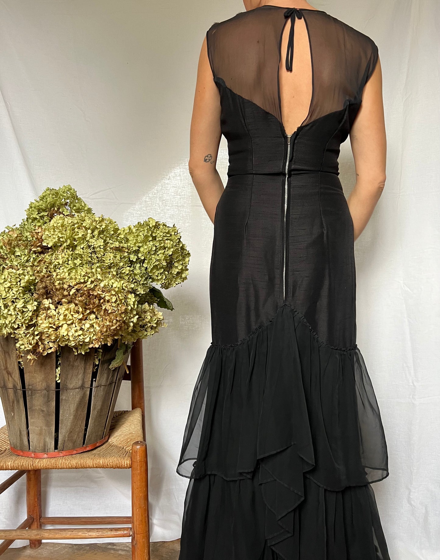 Long Black Ruffle Dress