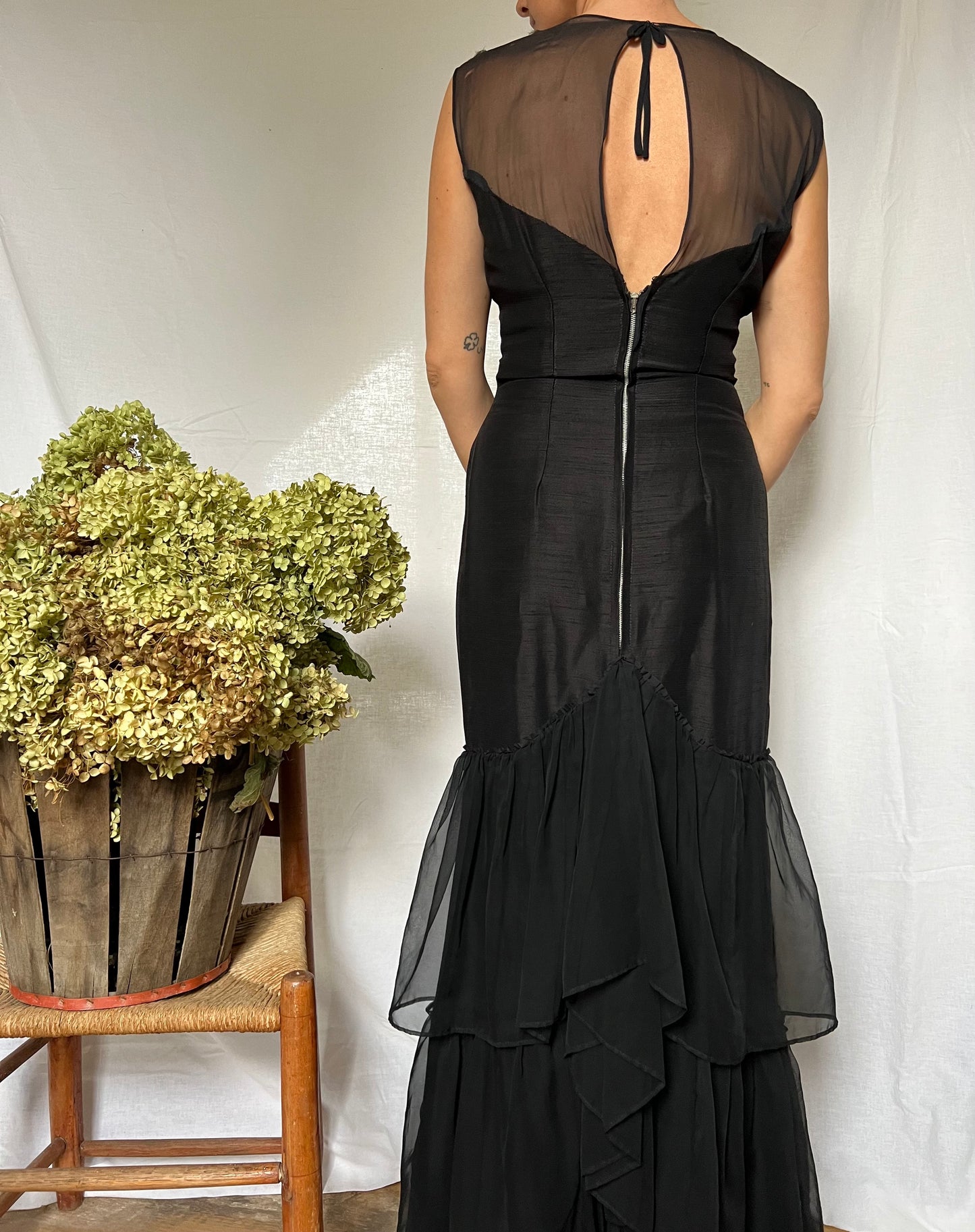 Long Black Ruffle Dress