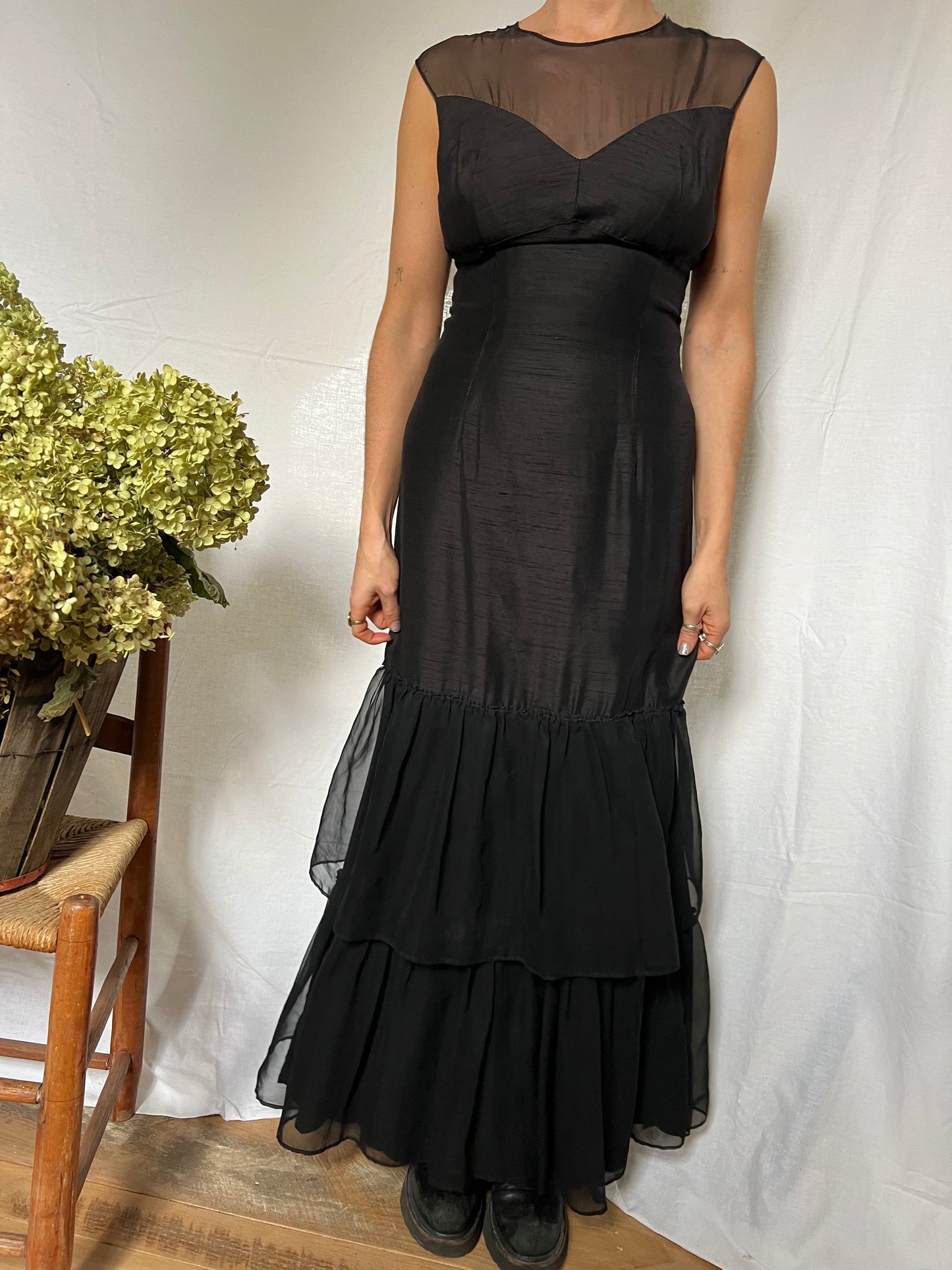 Long Black Ruffle Dress