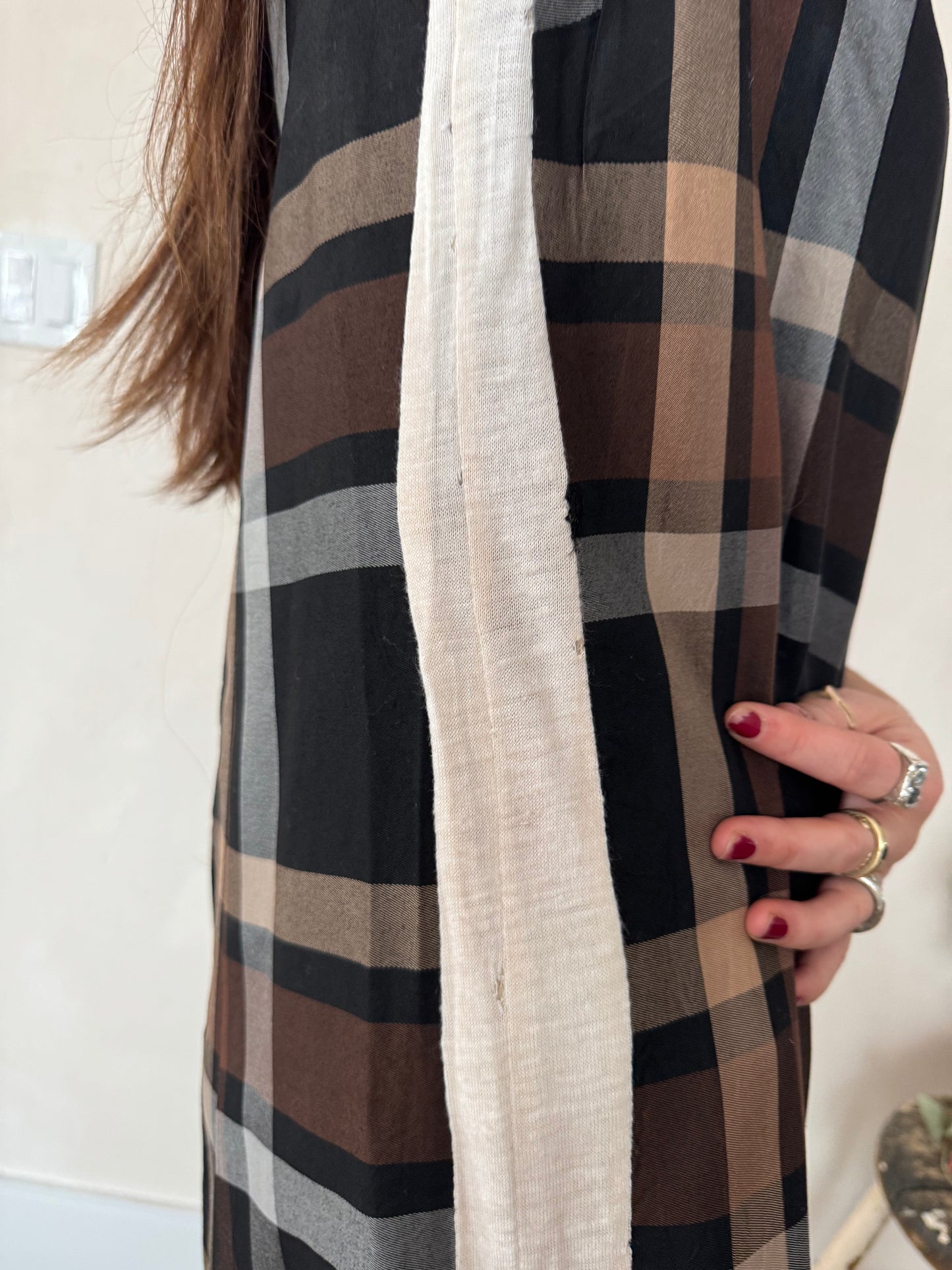 Cropped Brown + Black Plaid Dress