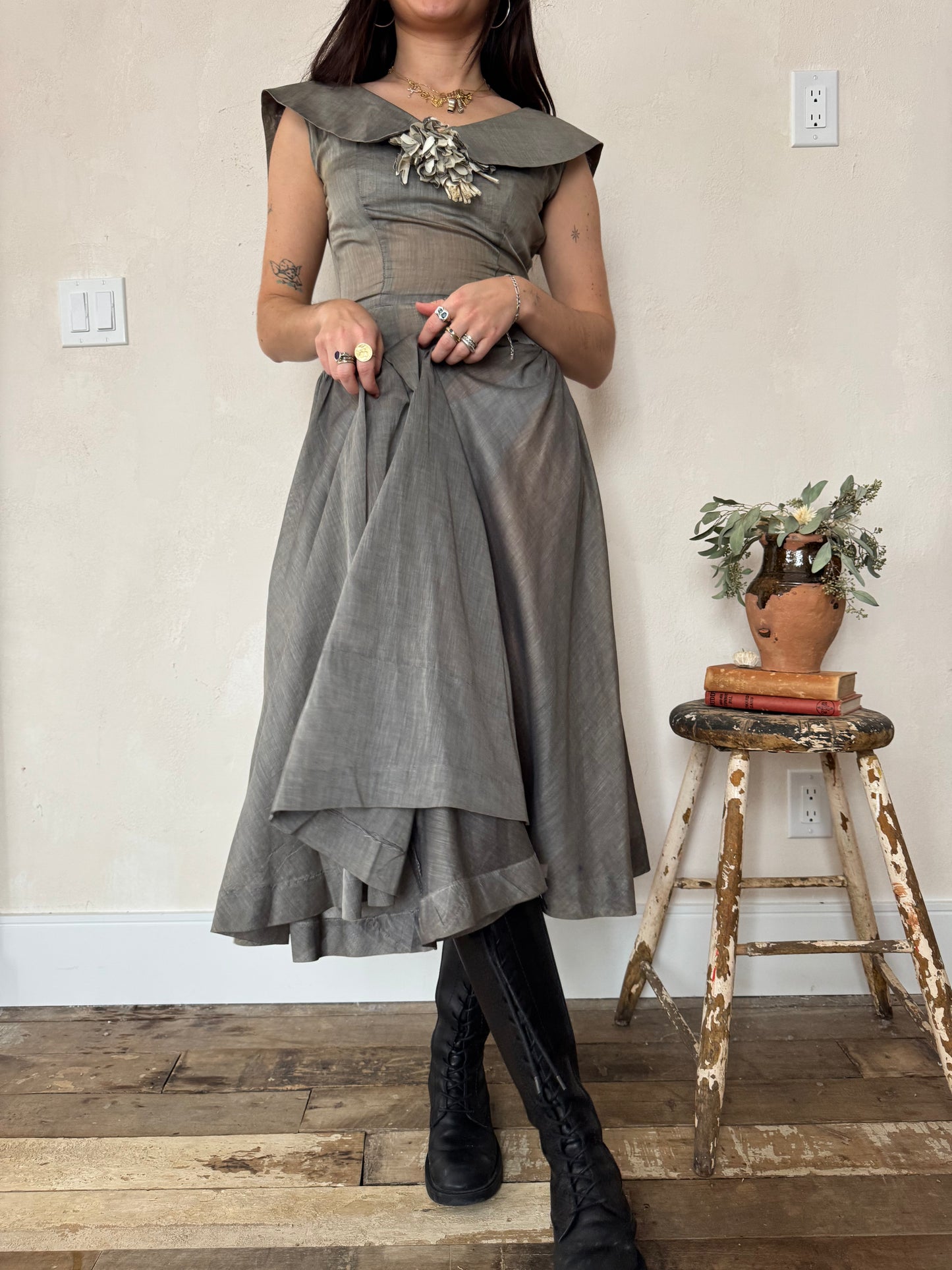 Sheer Grey Handmade Dress