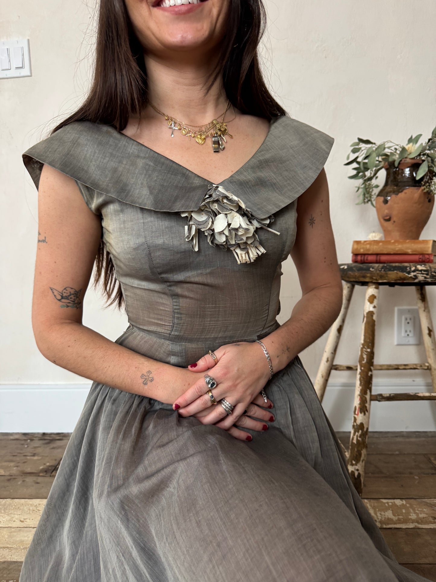 Sheer Grey Handmade Dress