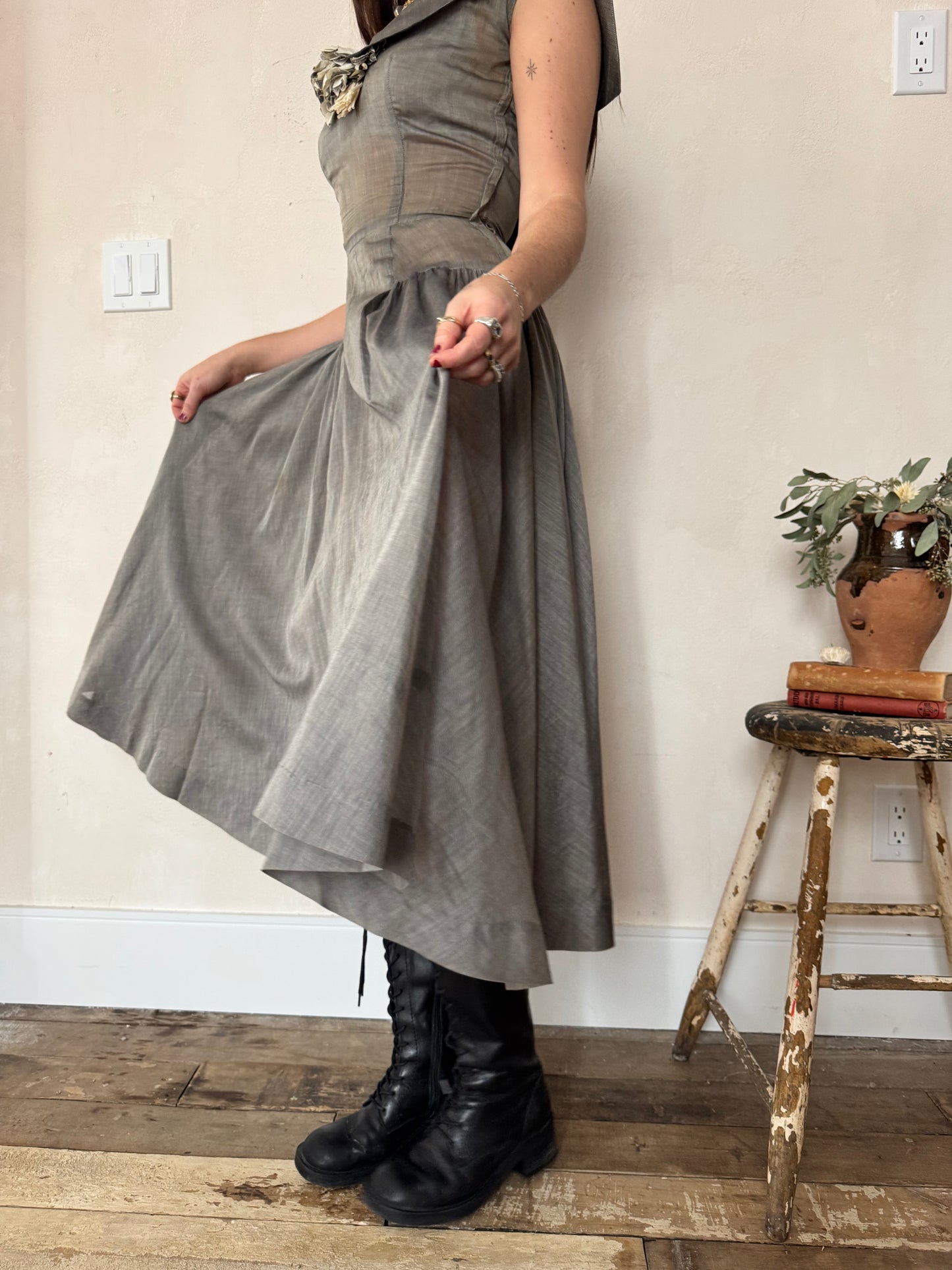 Sheer Grey Handmade Dress