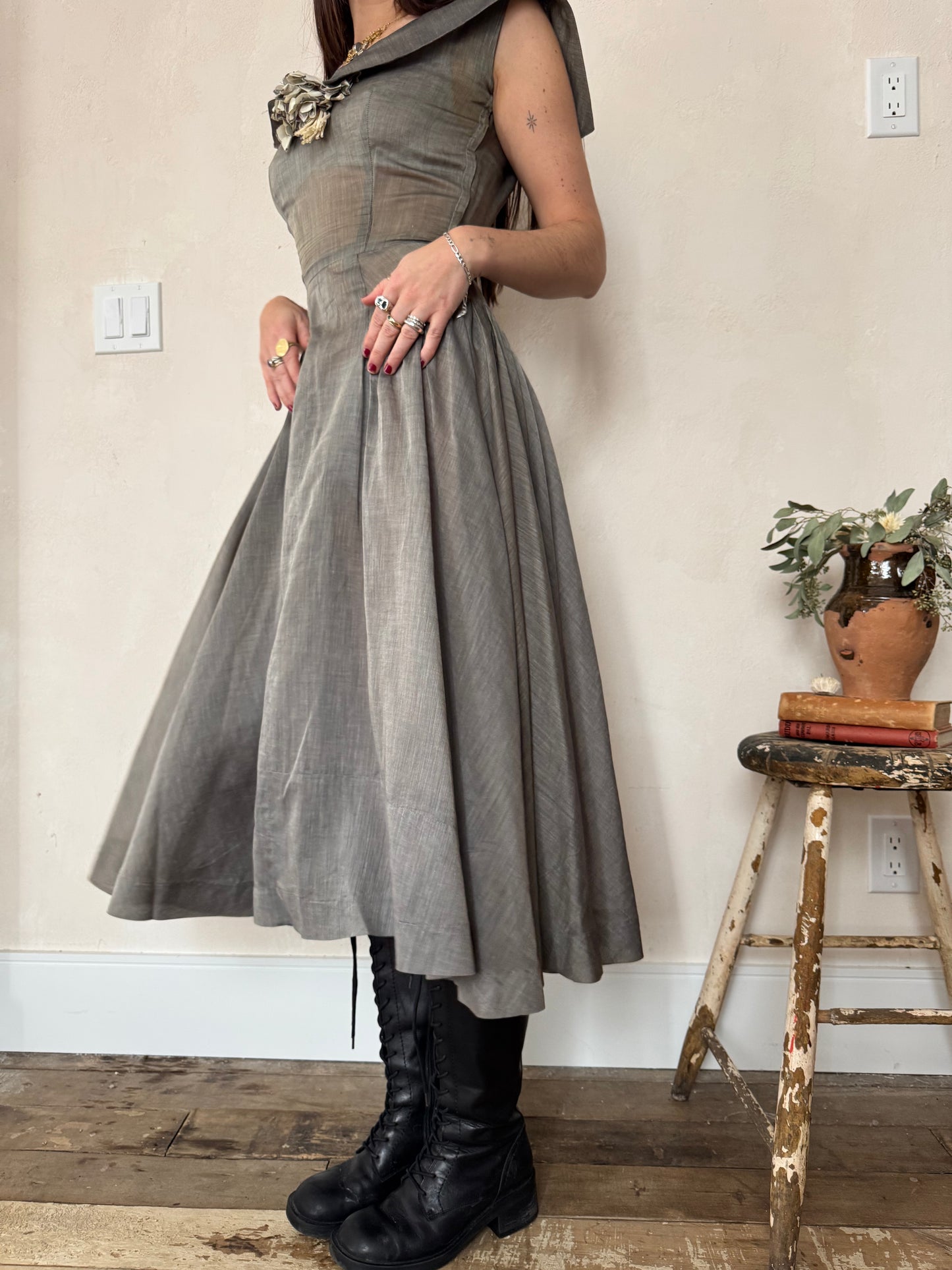 Sheer Grey Handmade Dress