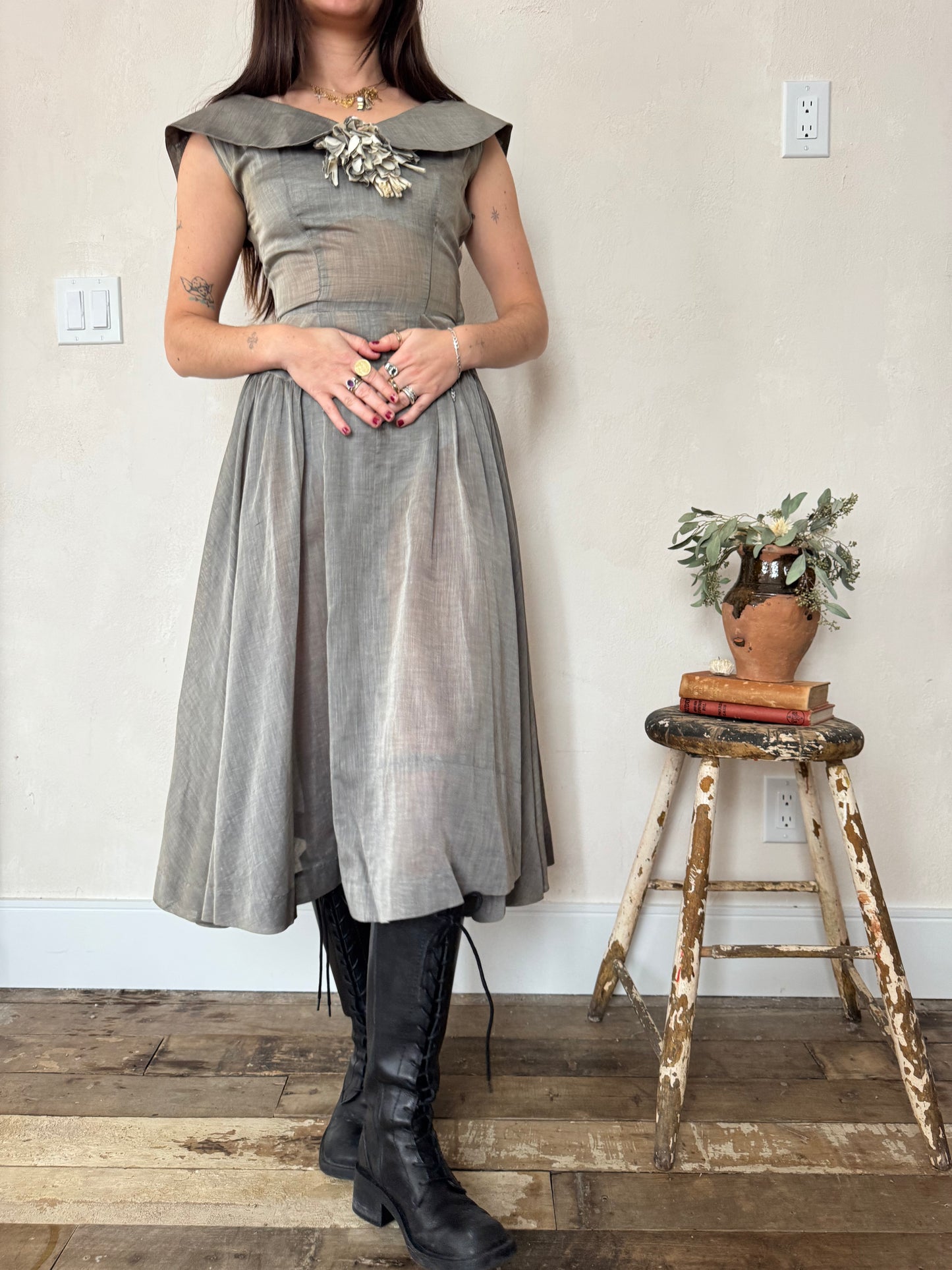 Sheer Grey Handmade Dress