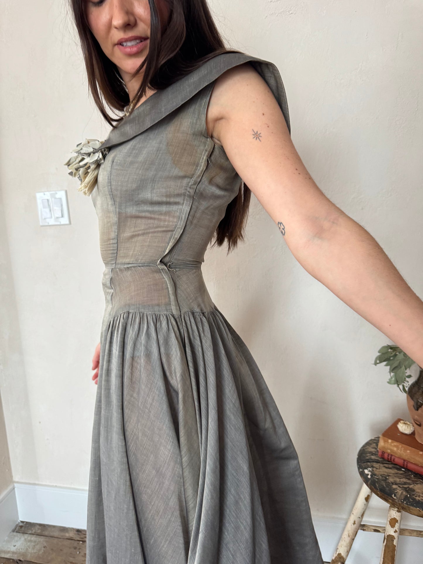 Sheer Grey Handmade Dress