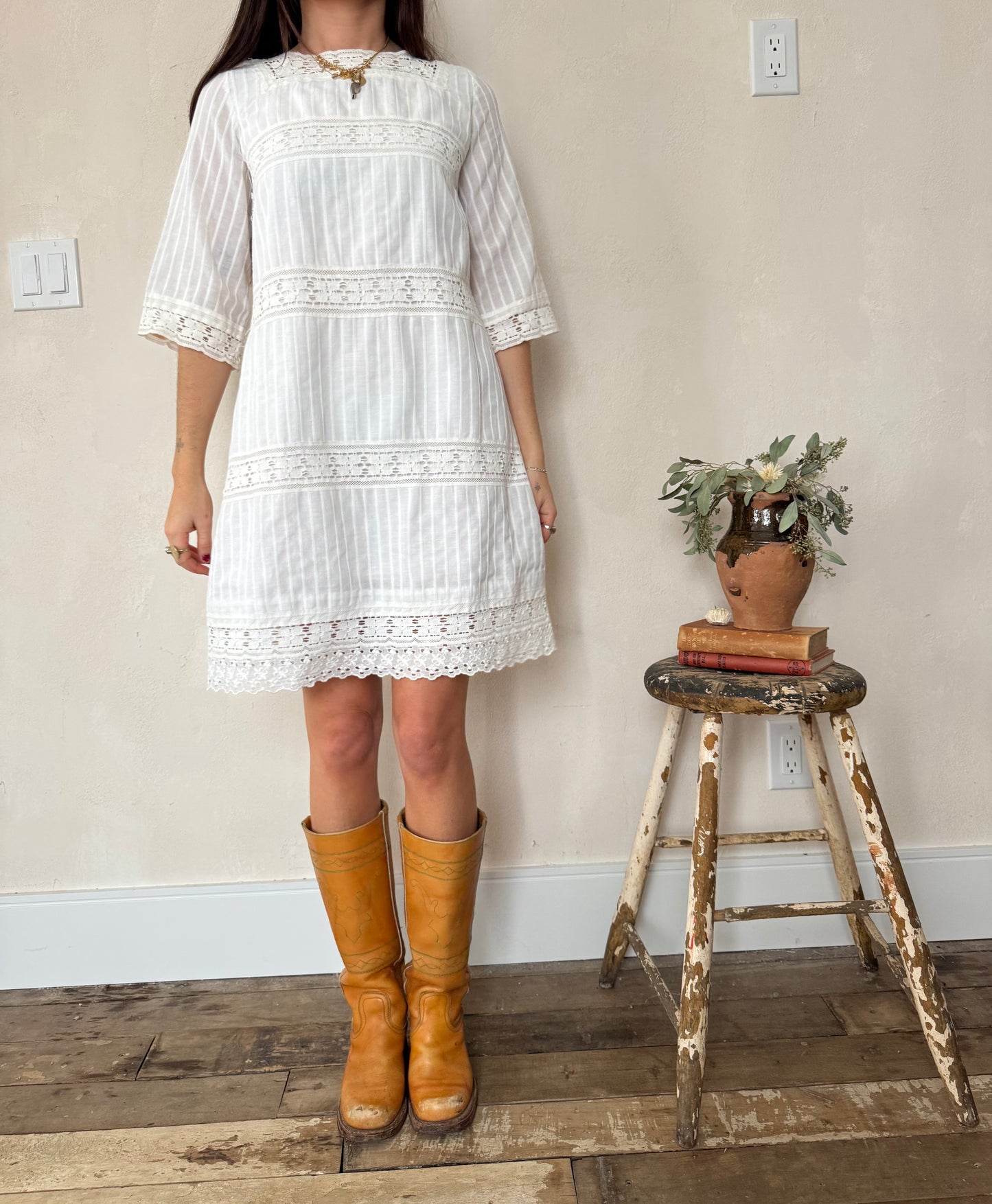 White Crochet Cotton Dress