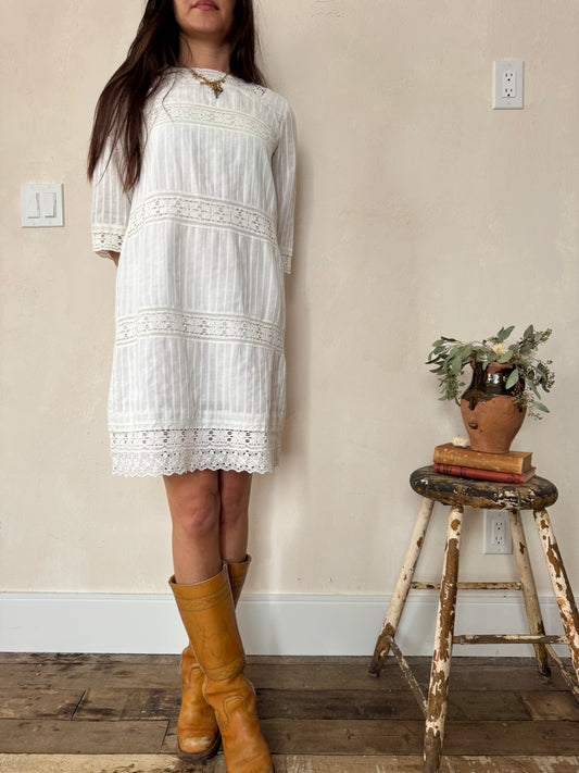 White Crochet Cotton Dress