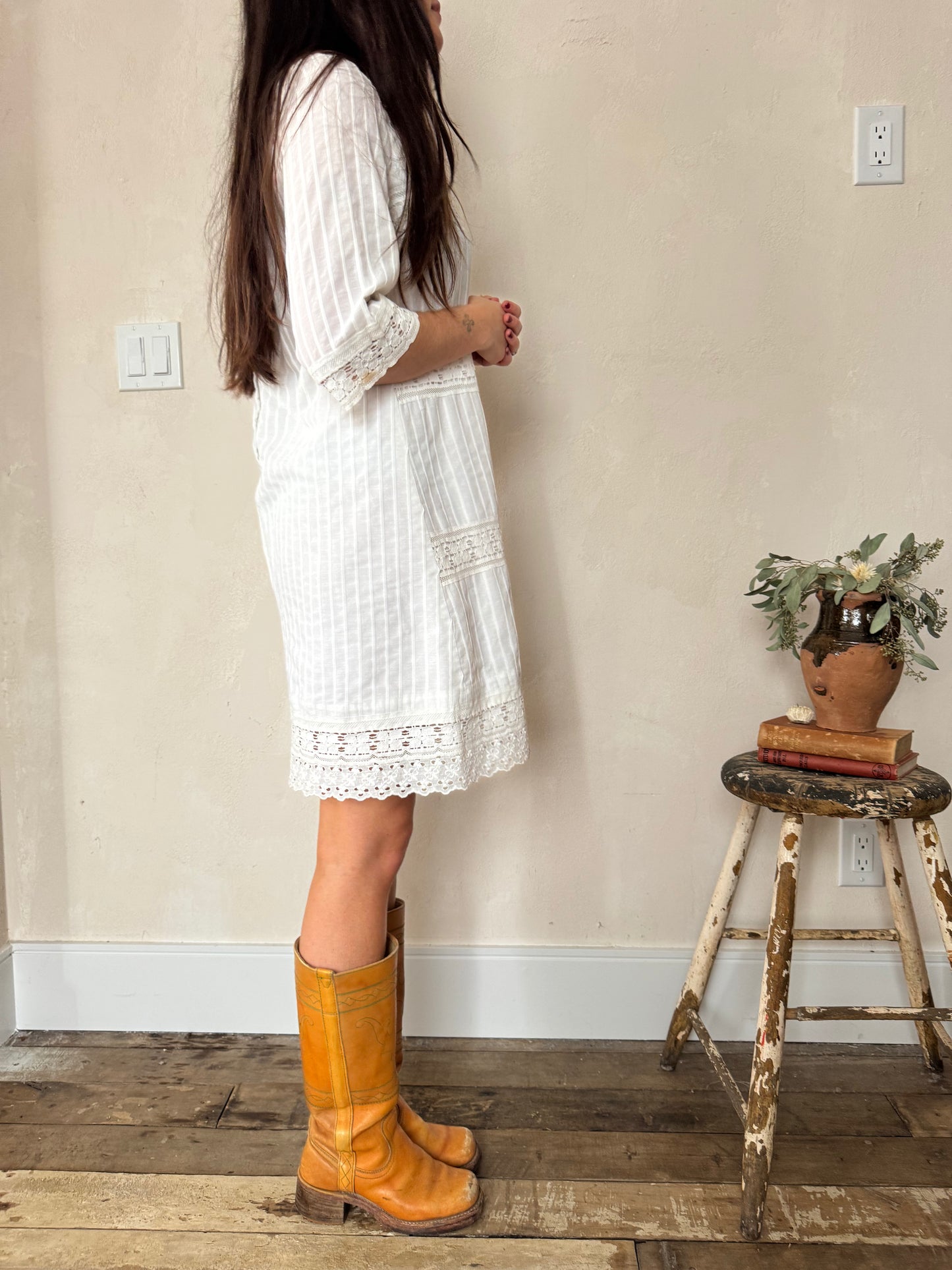 White Crochet Cotton Dress