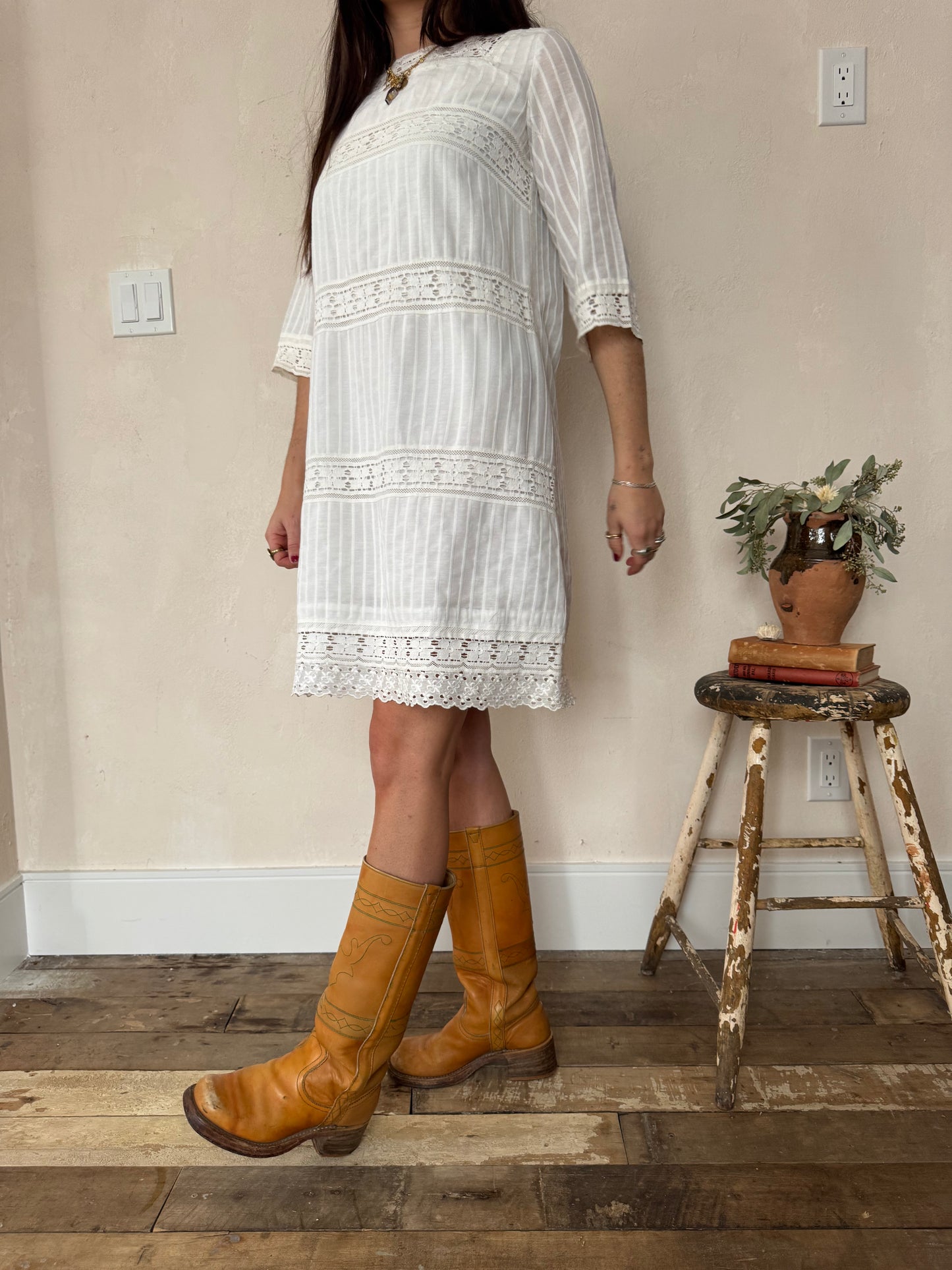 White Crochet Cotton Dress