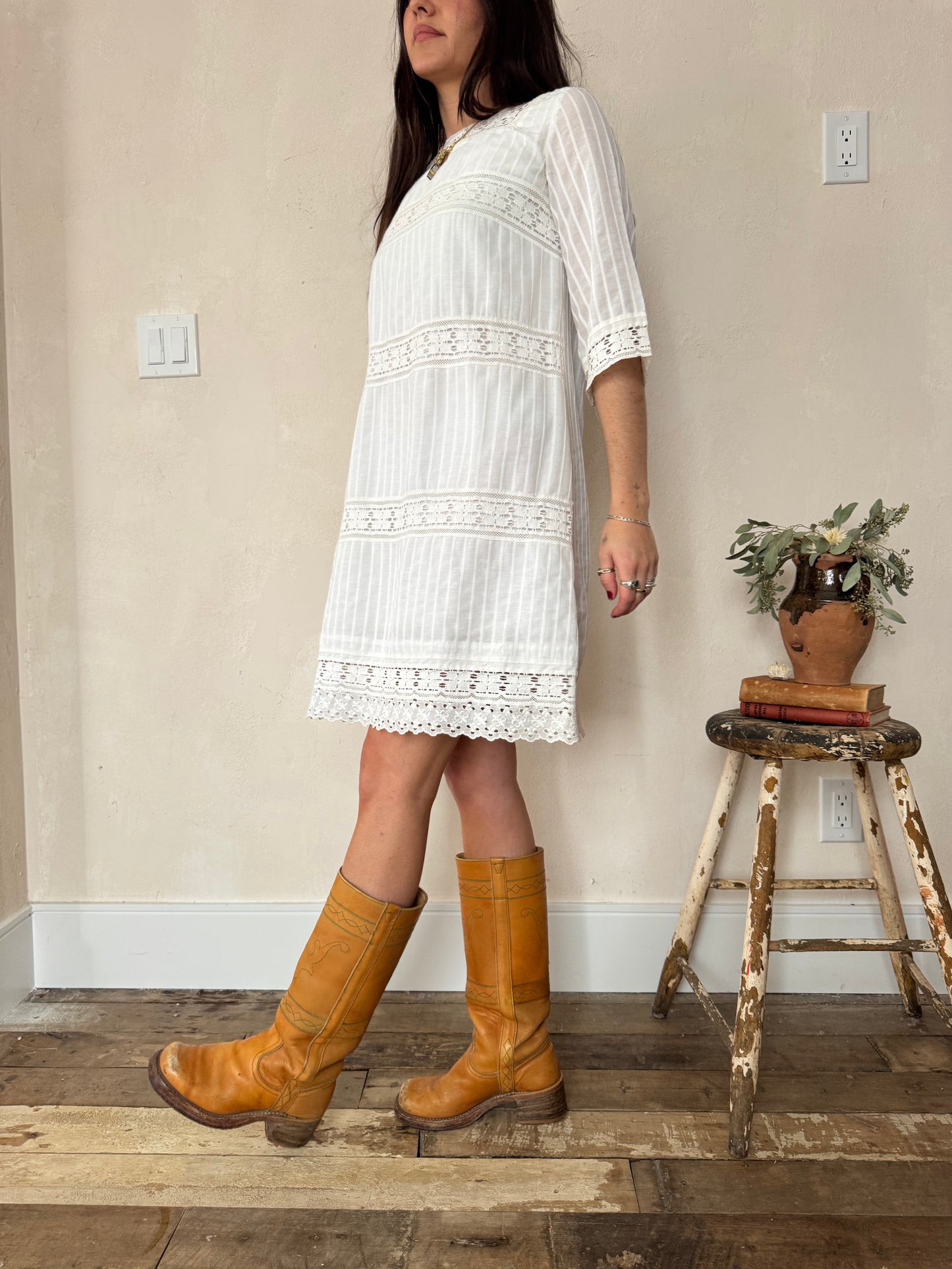 White Crochet Cotton Dress