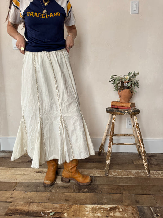 Cream and Crochet Long Skirt