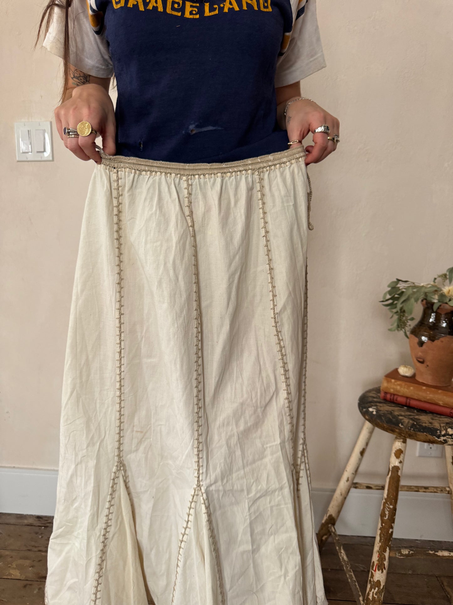 Cream and Crochet Long Skirt