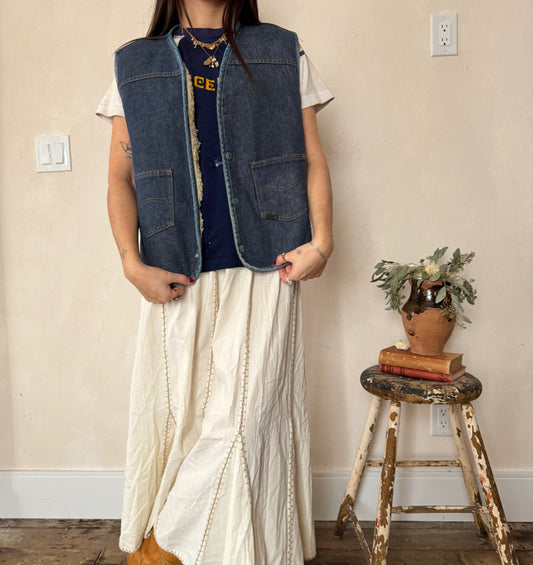 Denim + Faux Sherpa Vest