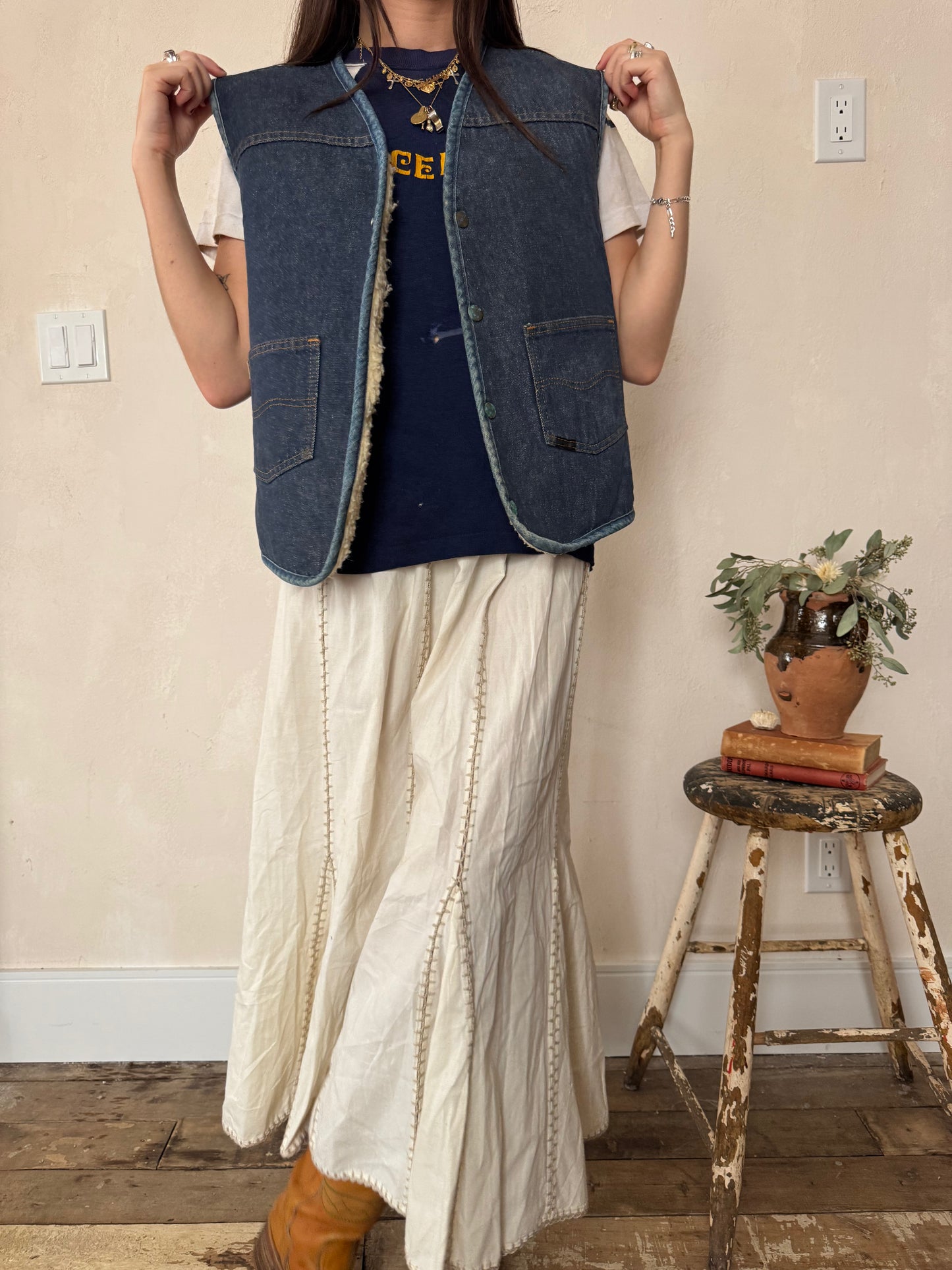 Denim + Faux Sherpa Vest