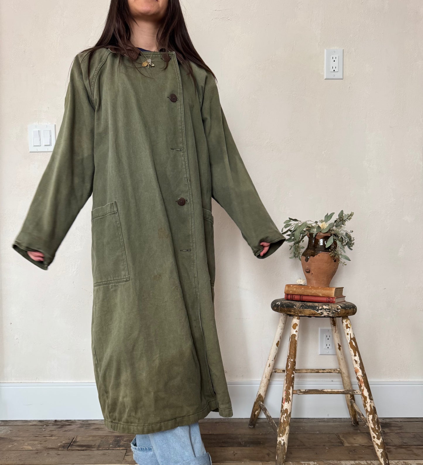 Long Green Trench Coat