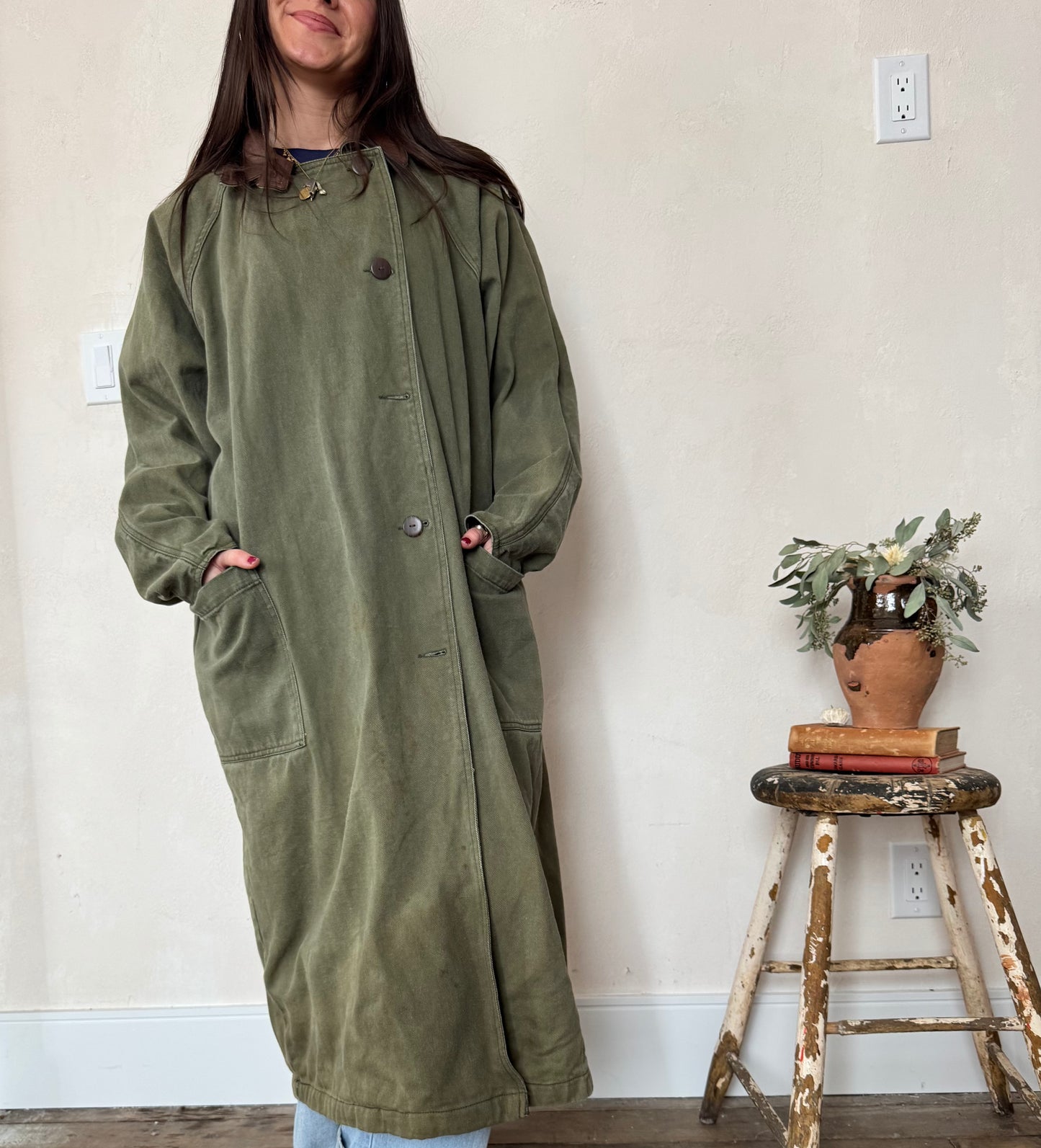 Long Green Trench Coat