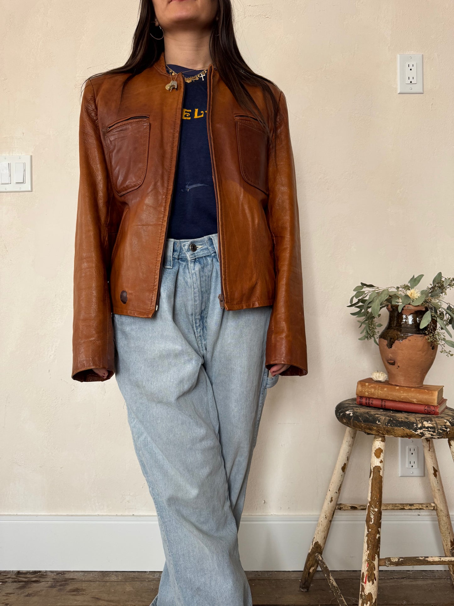 Rusty Orange Moto Leather Jacket