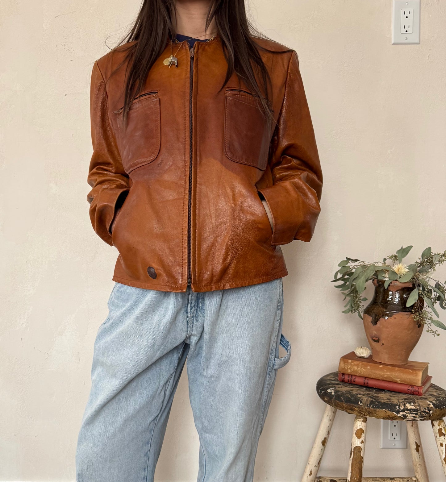 Rusty Orange Moto Leather Jacket