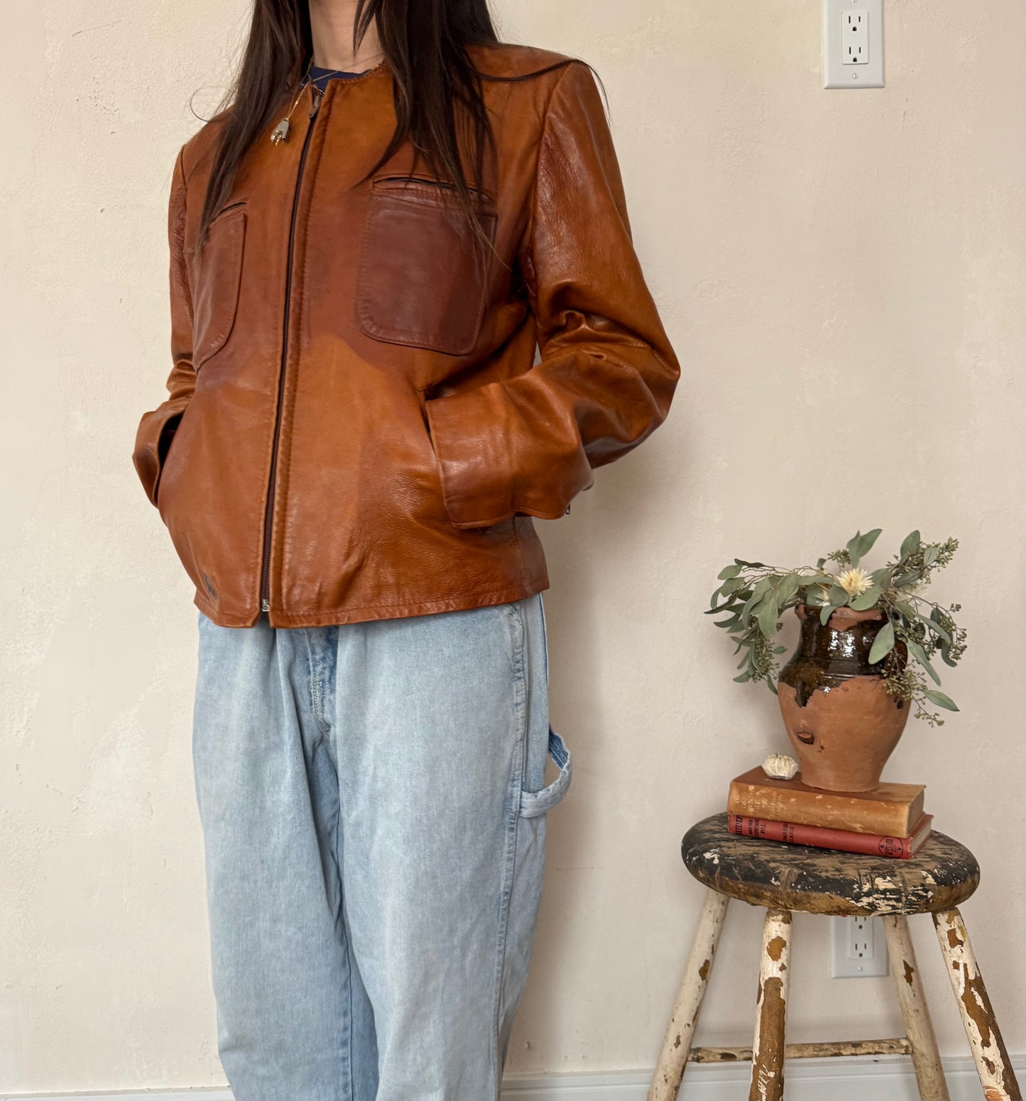 Rusty Orange Moto Leather Jacket