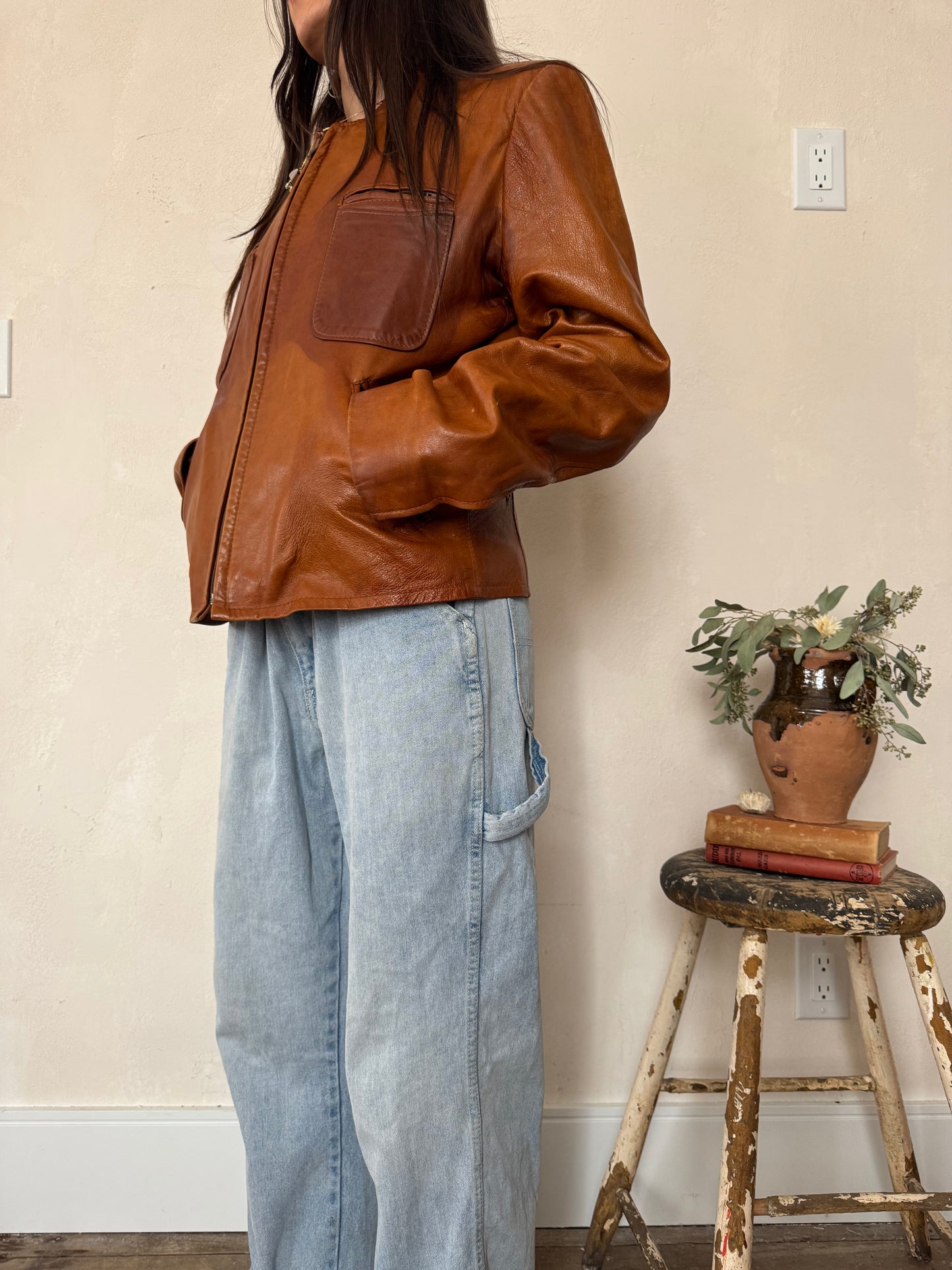 Rusty Orange Moto Leather Jacket