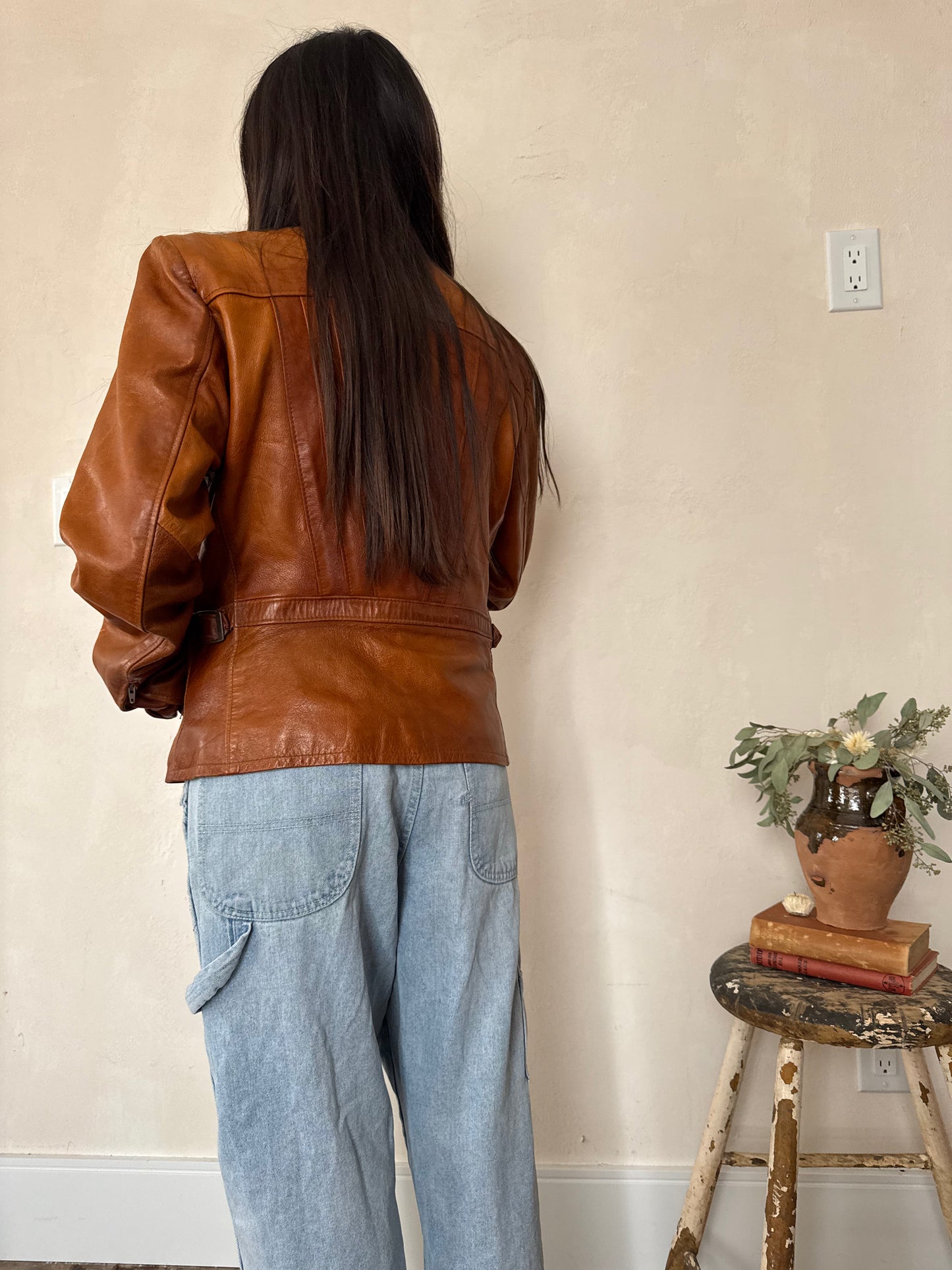 Rusty Orange Moto Leather Jacket