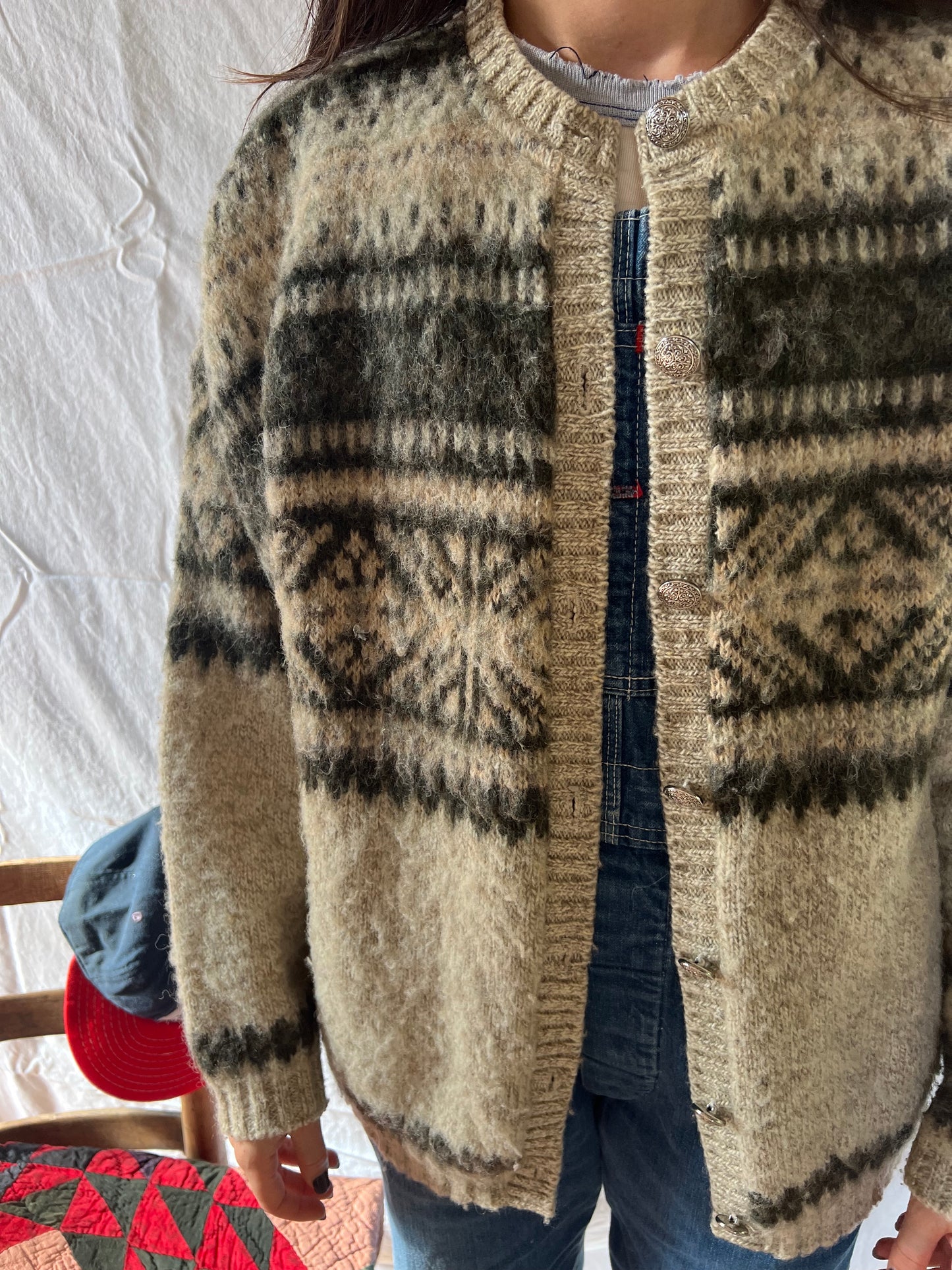 Patterned Wool Cardigan