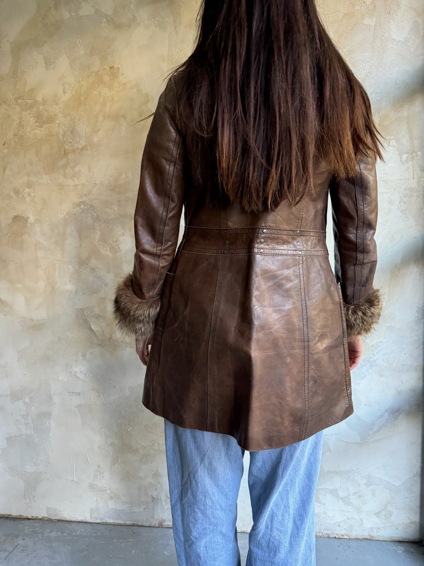 Brown Leather Buckle Jacket