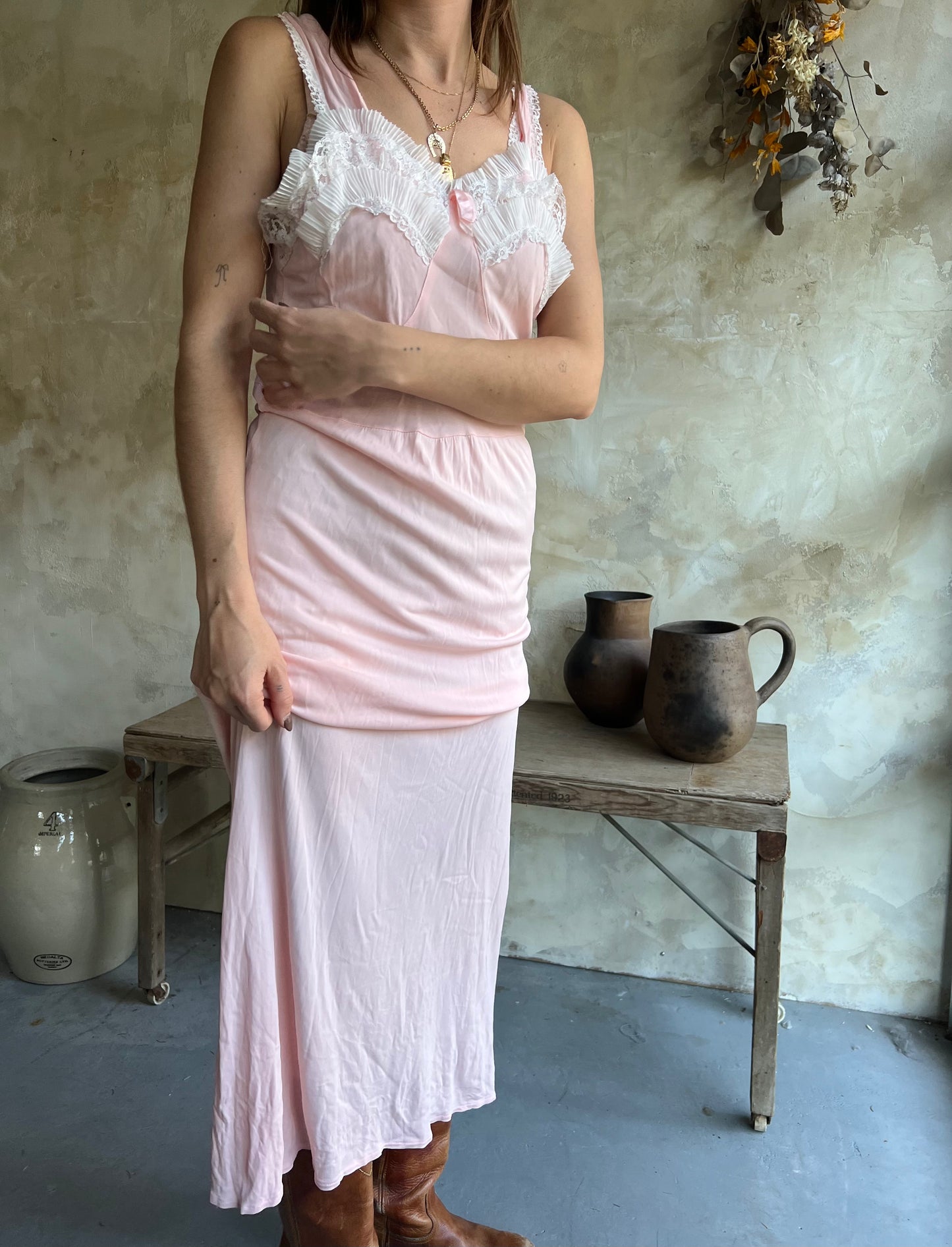 Pink Lace Slip Dress