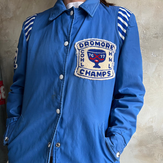 Blue 1970's Dromore Champs Varsity Hockey Jacket