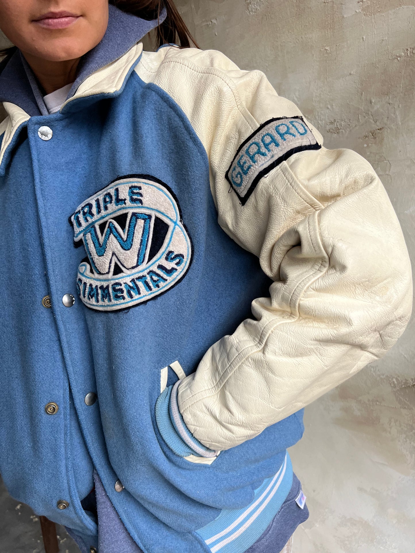 Baby Blue + White Varsity Jacket