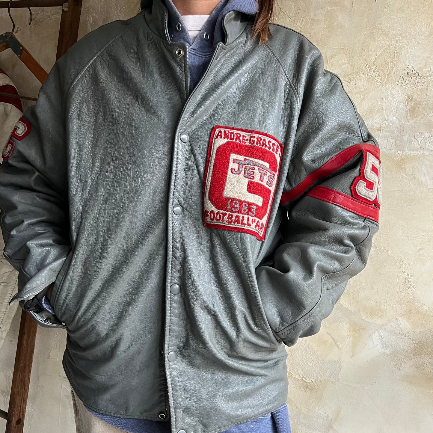 1980's Grey Varsity Football Jacket