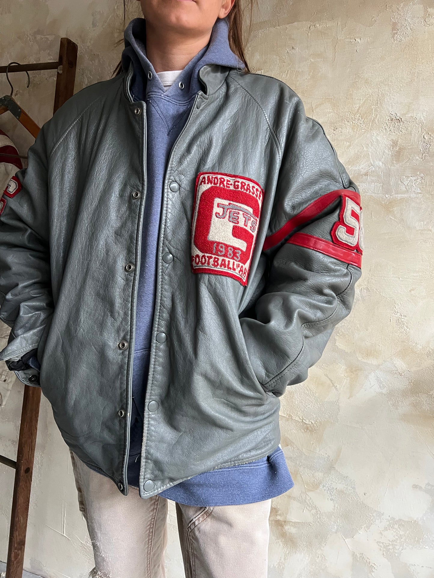 1980's Grey Varsity Football Jacket