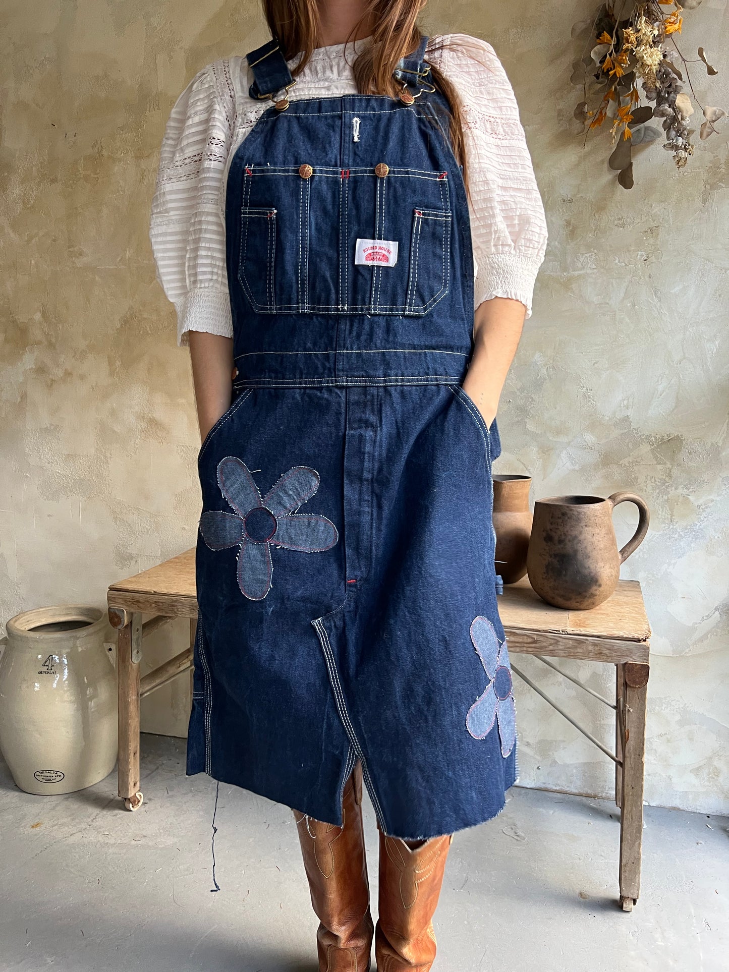 Reworked Daisy Denim Overall Dress