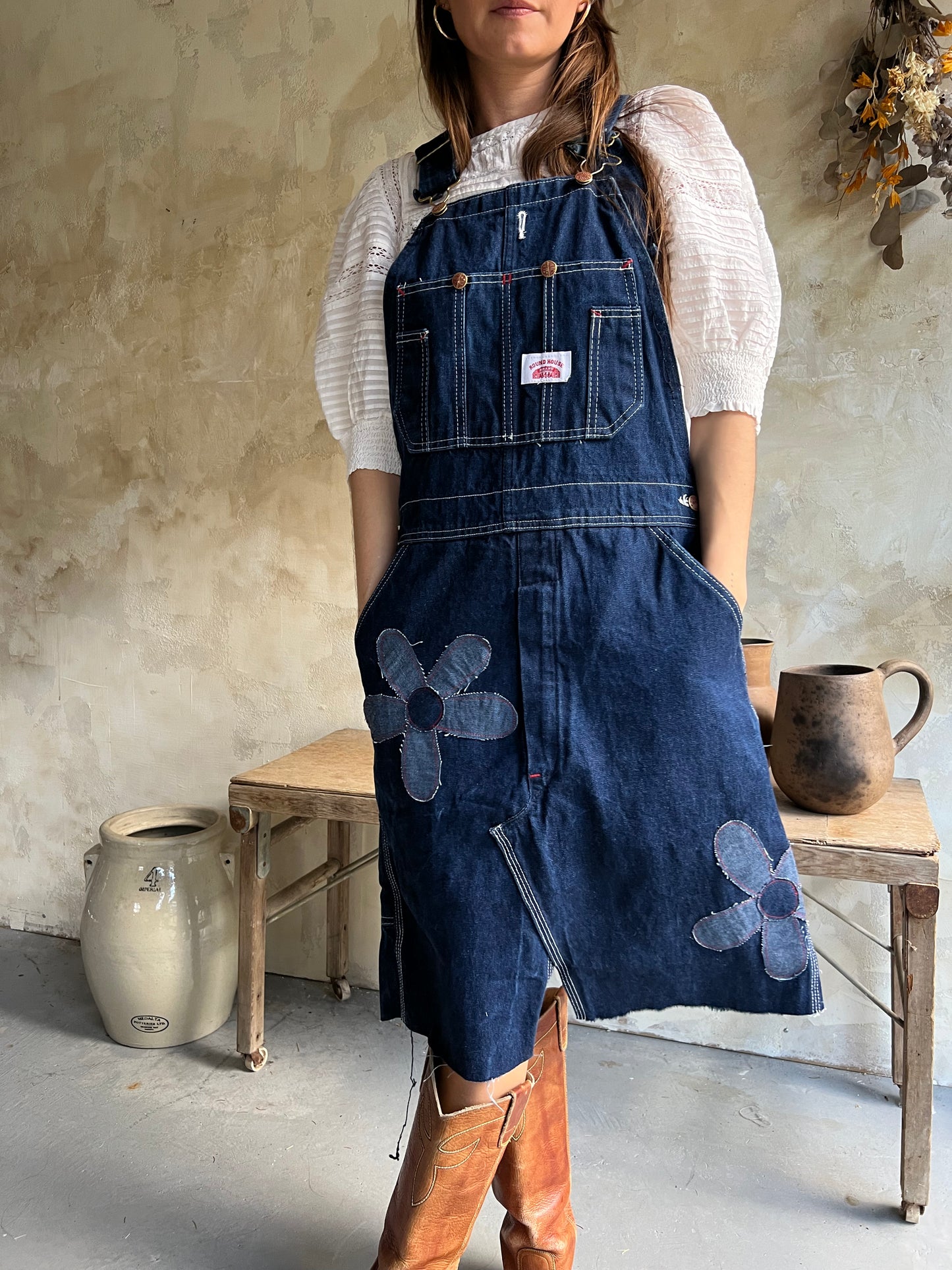 Reworked Daisy Denim Overall Dress